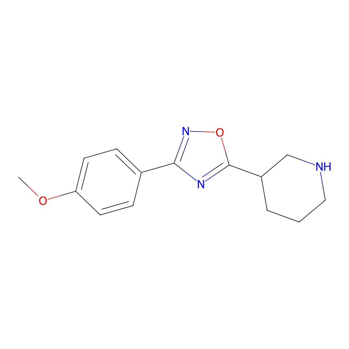3-(4-Methoxyphenyl)-5-(piperidin-3-yl)-1,2,4-oxadiazole molecular structure, CAS 852022-71-0