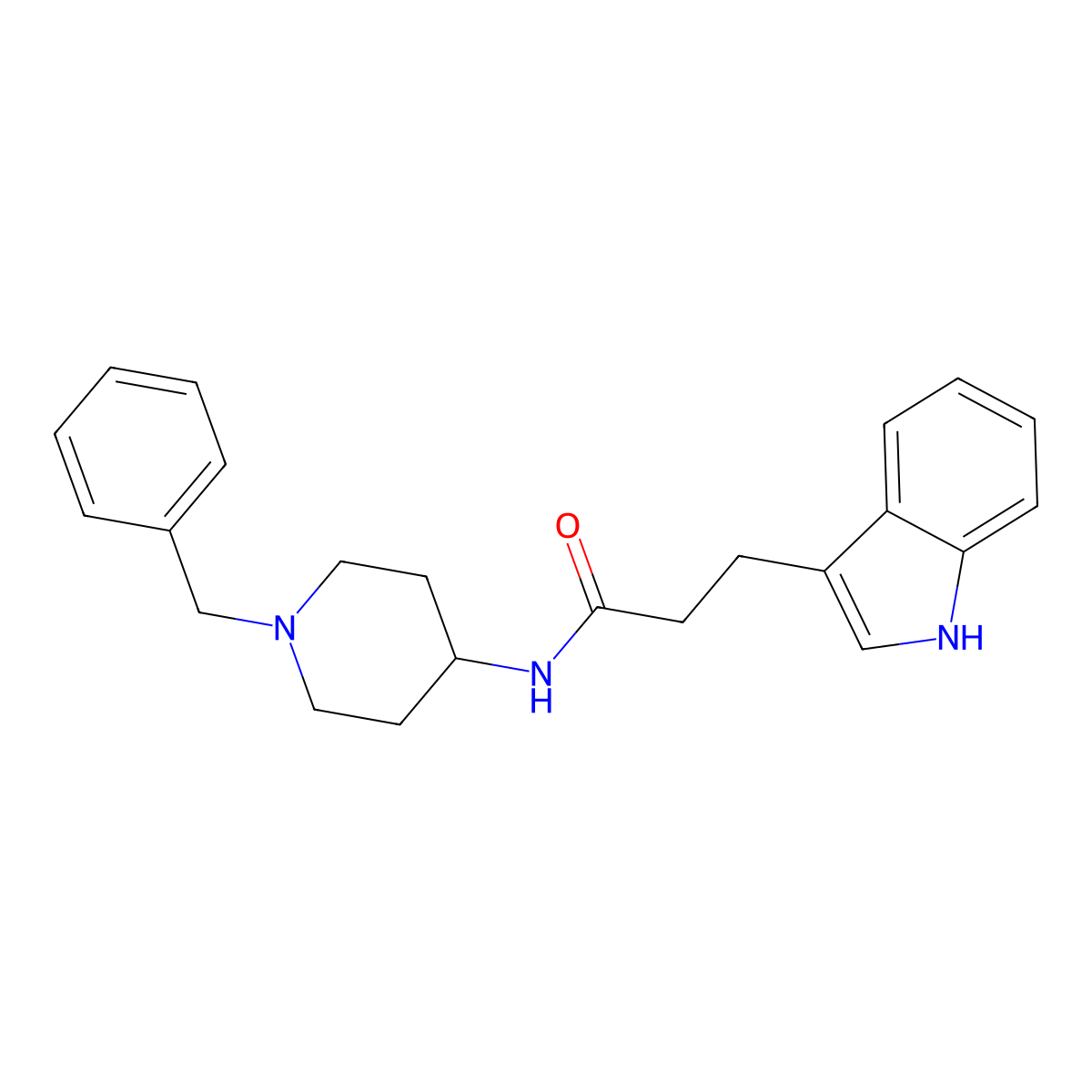 N-(1-benzylpiperidin-4-yl)-3-(1H-indol-3-yl)propanamide molecular structure, CAS 852026-58-5