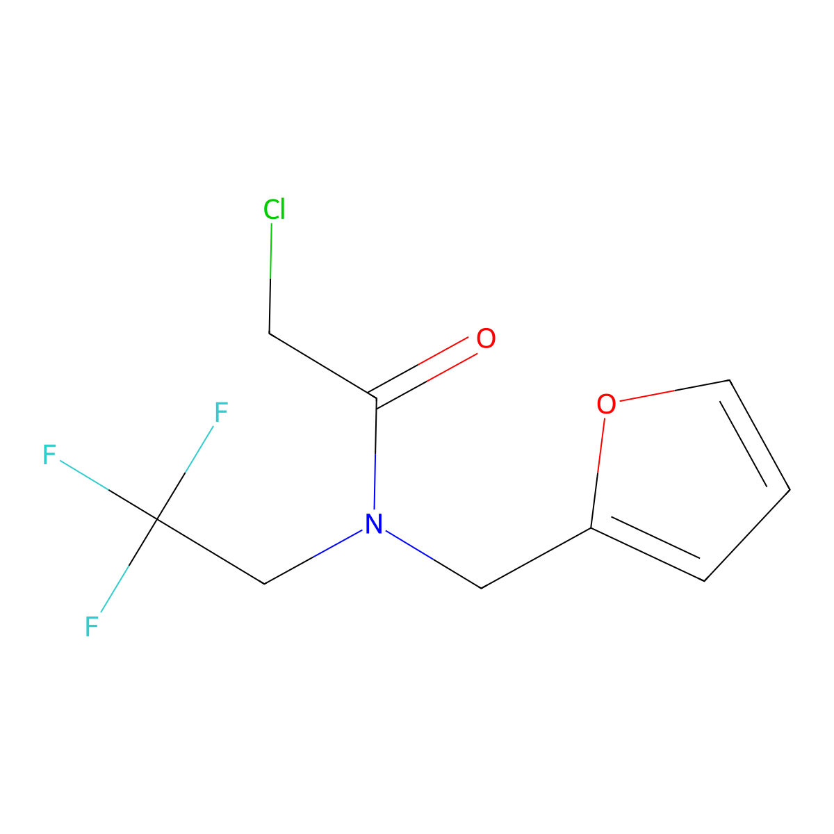 2-Chloro-N-(2-furanylmethyl)-N-(2,2,2-trifluoroethyl)acetamide molecular structure, CAS 852033-49-9