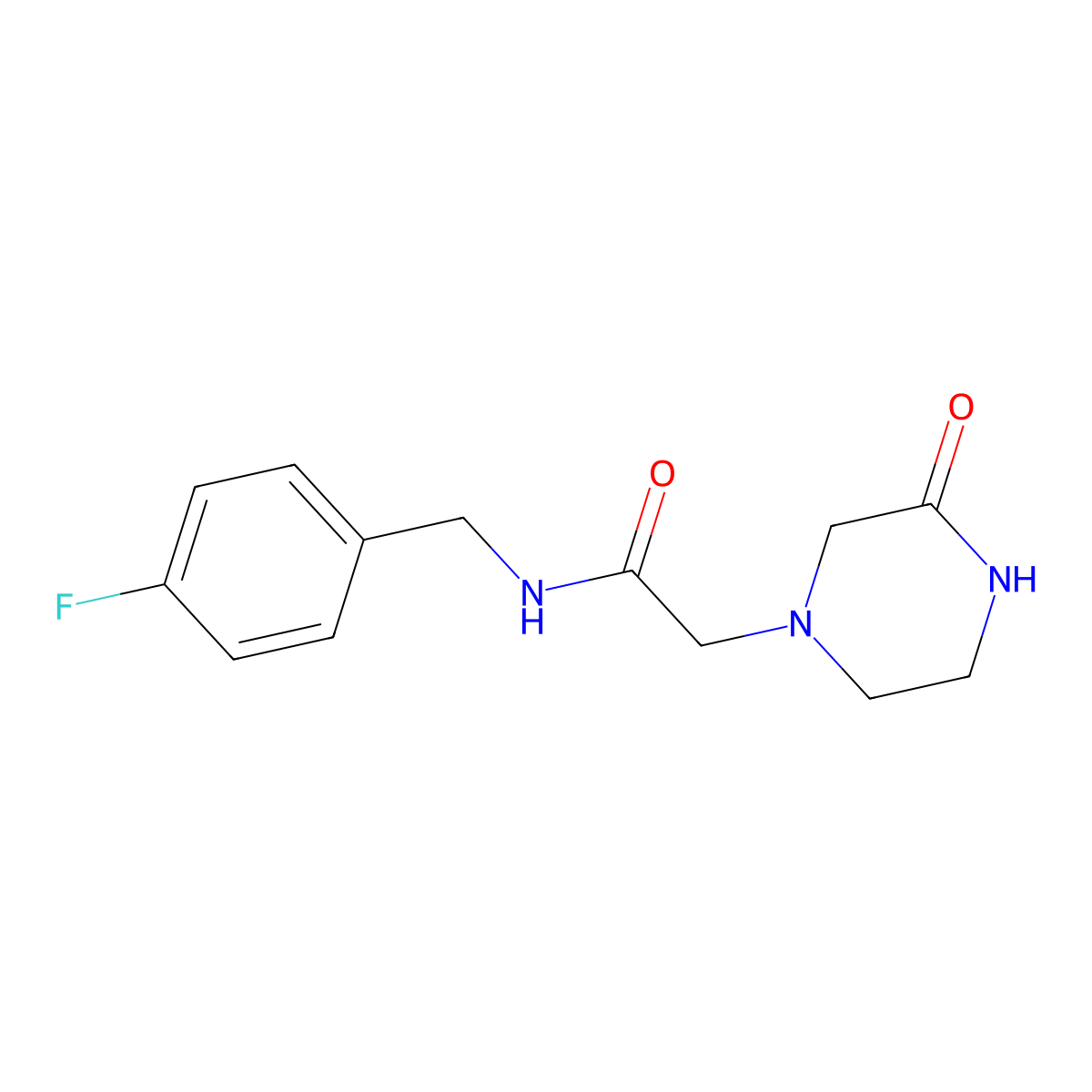 N-[(4-fluorophenyl)methyl]-2-(3-oxopiperazin-1-yl)acetamide molecular structure, CAS 852035-19-9