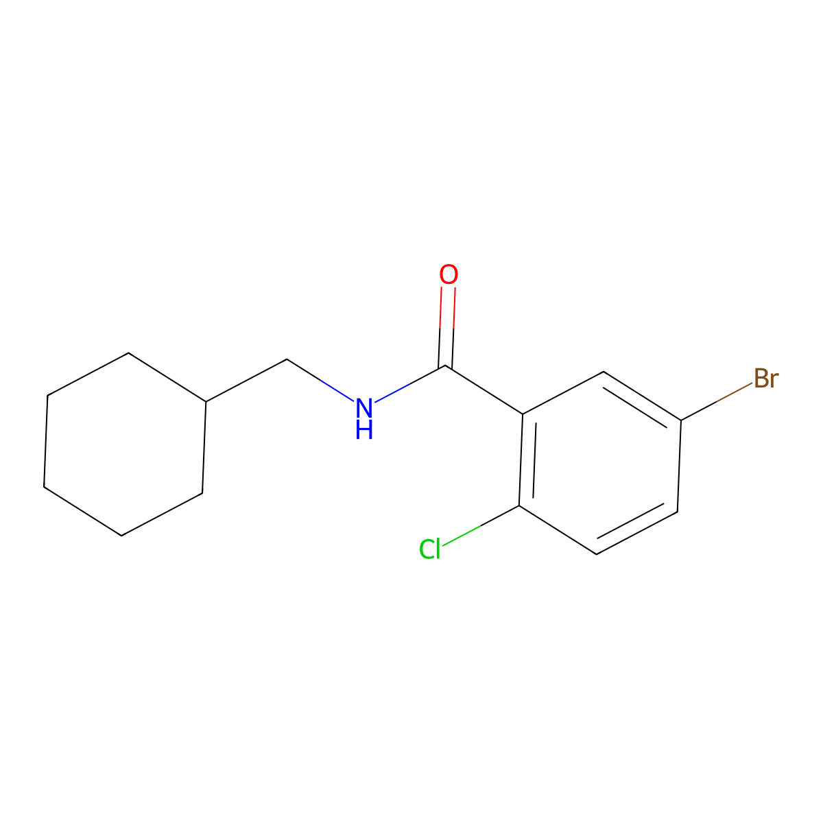 5-bromo-2-chloro-N-(cyclohexylmethyl)benzamide molecular structure, CAS 852038-18-7