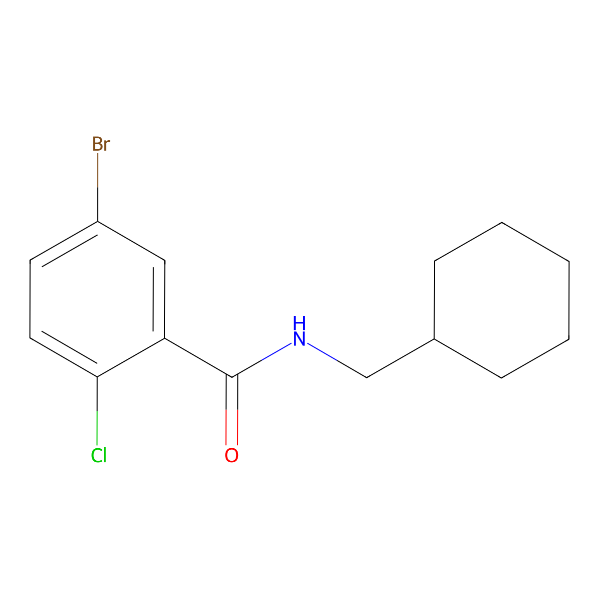 5-bromo-2-chloro-N-(cyclohexylmethyl)benzamide molecular structure, CAS 852038-18-7