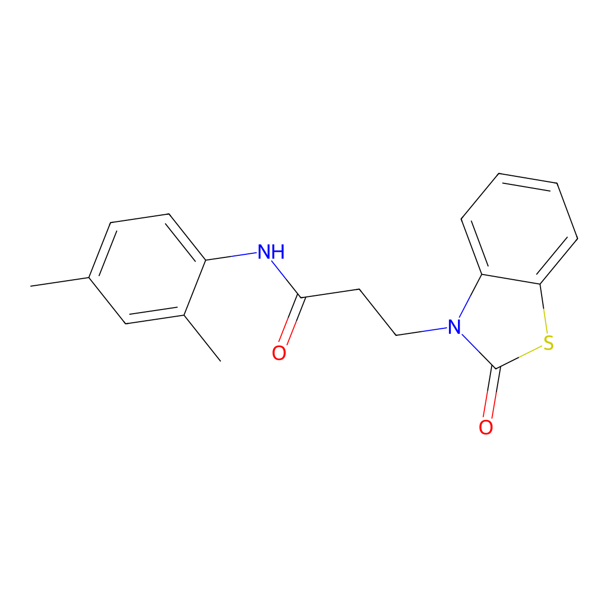 N-(2,4-dimethylphenyl)-3-(2-oxo-1,3-benzothiazol-3(2H)-yl)propanamide molecular structure, CAS 852046-16-3