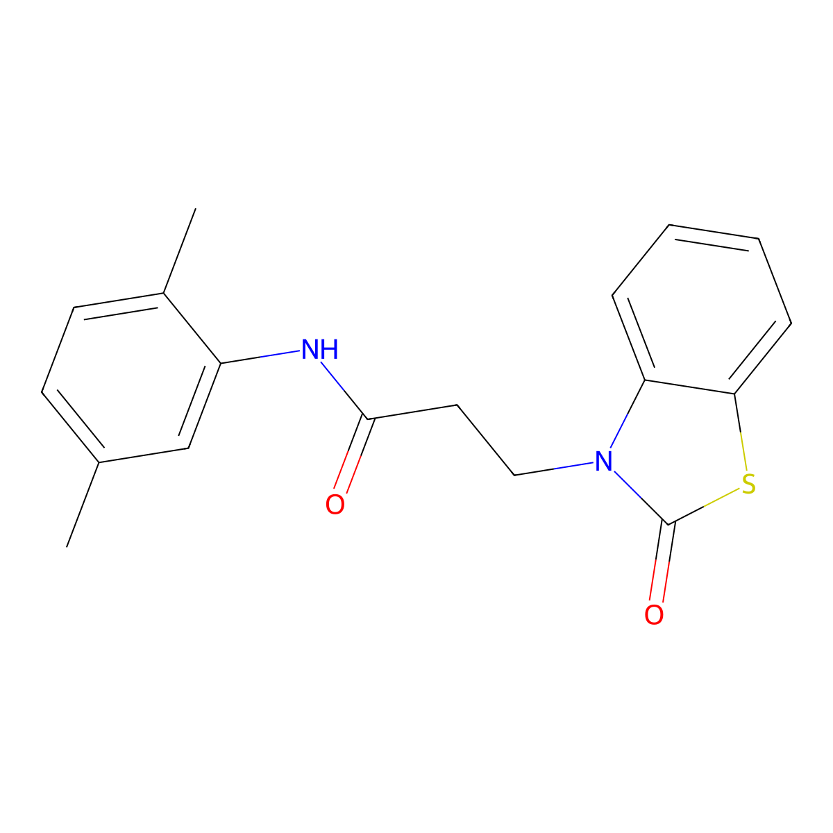 N-(2,5-dimethylphenyl)-3-(2-oxo-1,3-benzothiazol-3(2H)-yl)propanamide molecular structure, CAS 852046-17-4