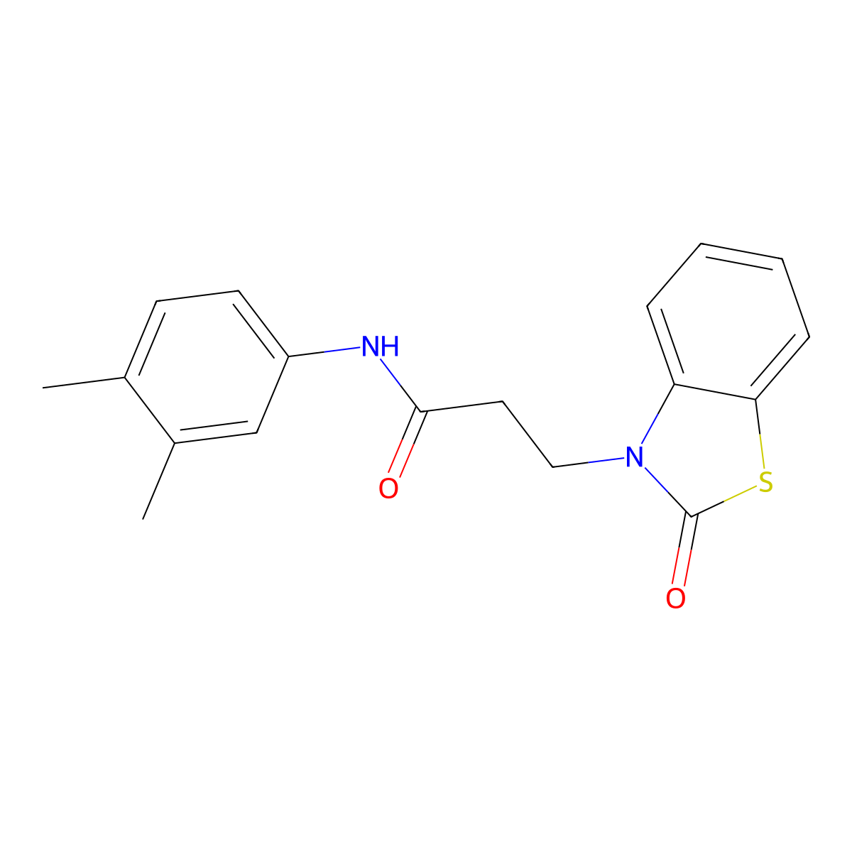 N-(3,4-dimethylphenyl)-3-(2-oxo-2,3-dihydro-1,3-benzothiazol-3-yl)propanamide molecular structure, CAS 852046-18-5