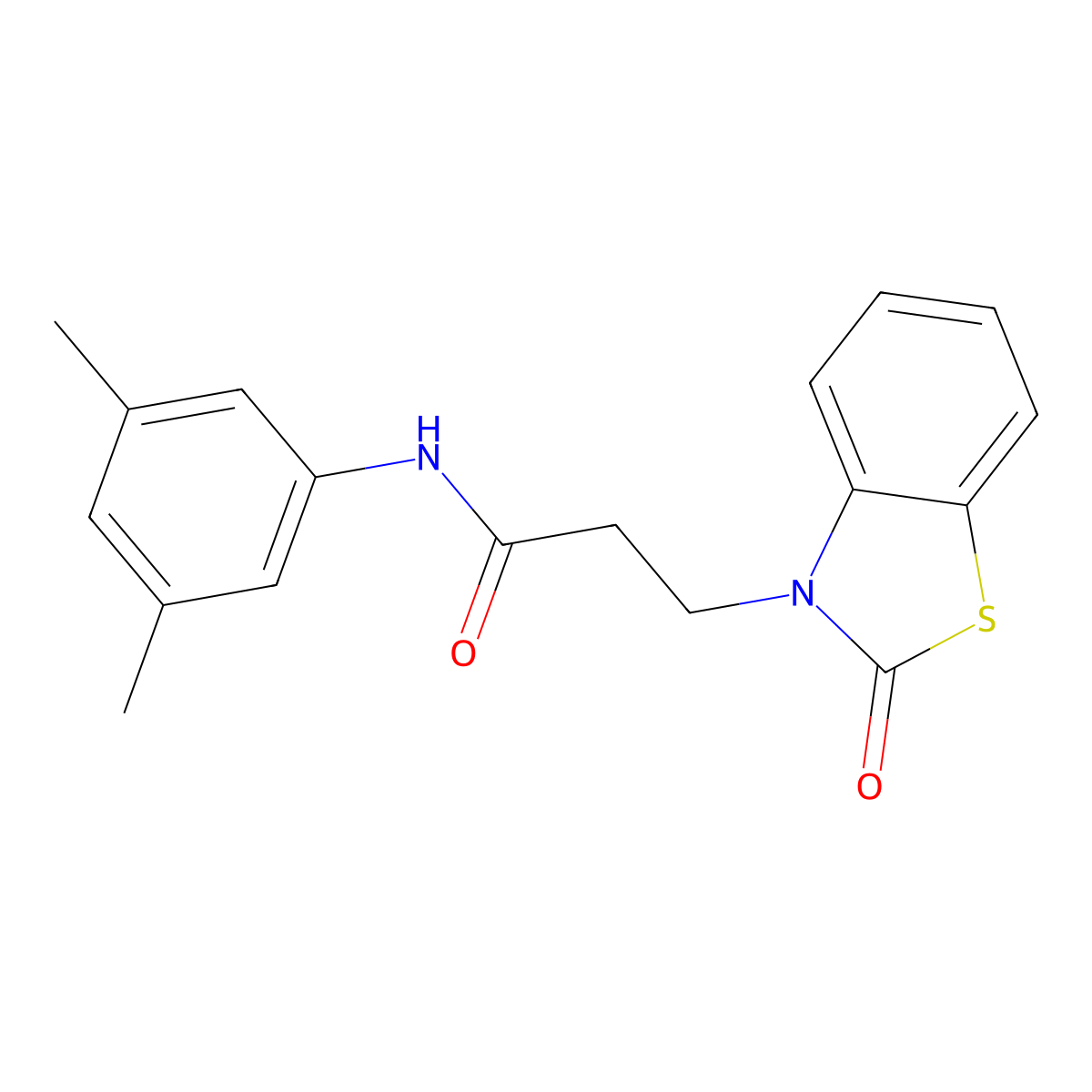 N-(3,5-dimethylphenyl)-3-(2-oxo-1,3-benzothiazol-3(2H)-yl)propanamide molecular structure, CAS 852046-19-6