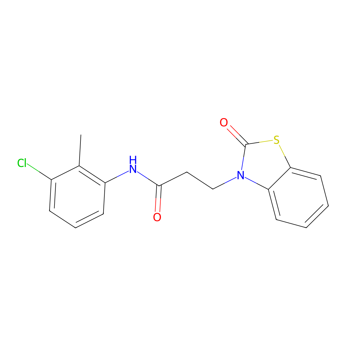N-(3-chloro-2-methylphenyl)-3-(2-oxo-1,3-benzothiazol-3(2H)-yl)propanamide molecular structure, CAS 852046-22-1