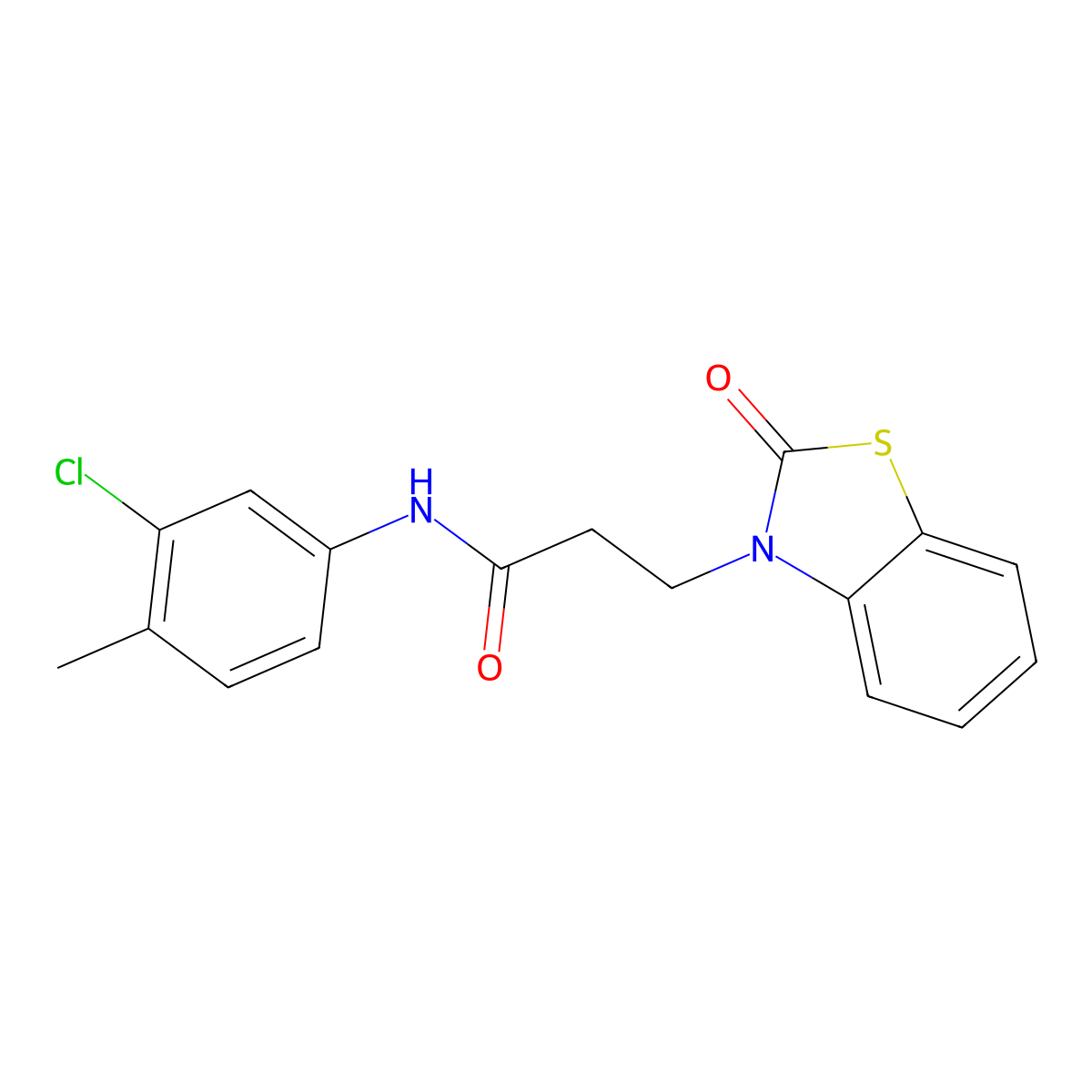 N-(3-chloro-4-methylphenyl)-3-(2-oxo-1,3-benzothiazol-3(2H)-yl)propanamide molecular structure, CAS 852046-23-2
