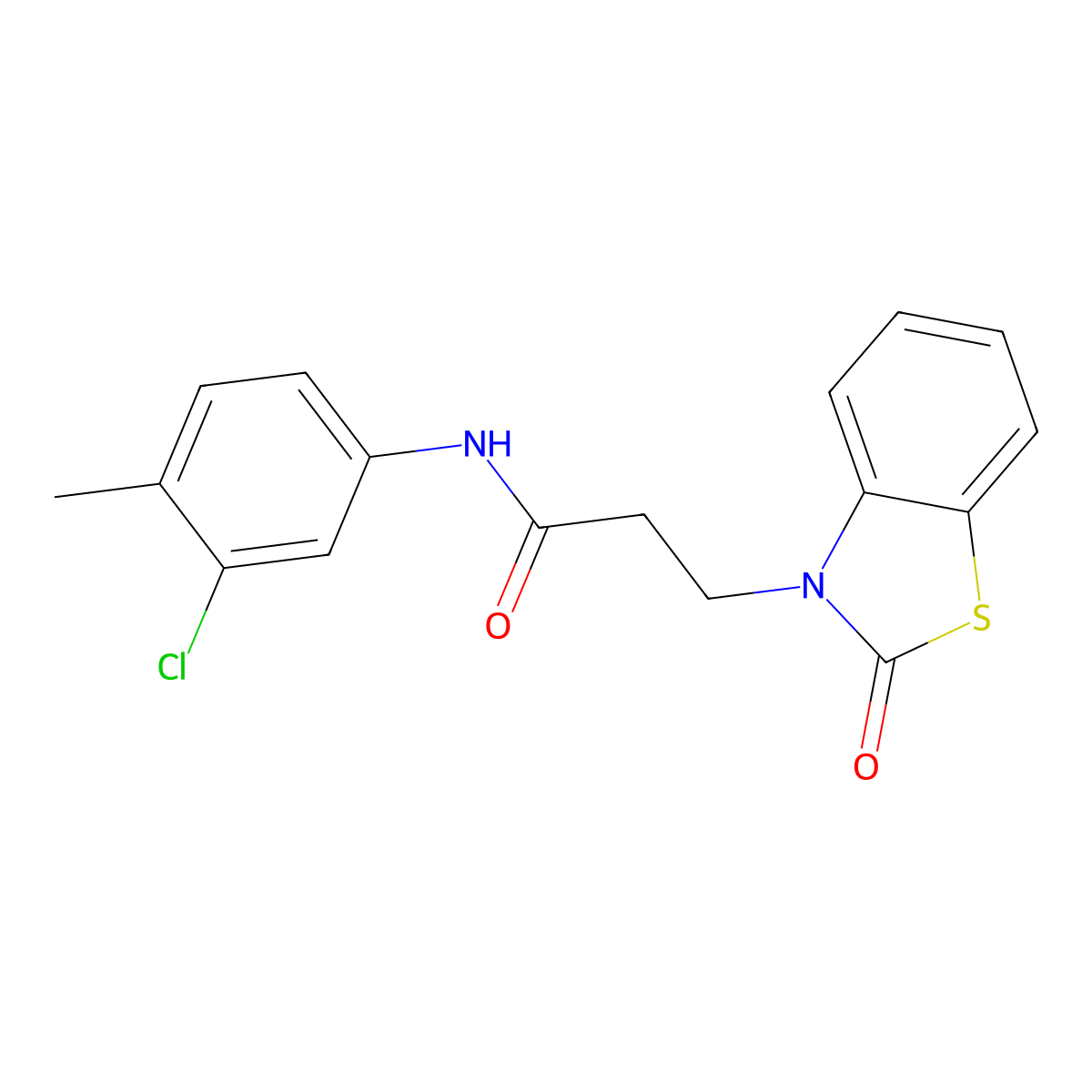 N-(3-chloro-4-methylphenyl)-3-(2-oxo-1,3-benzothiazol-3(2H)-yl)propanamide molecular structure, CAS 852046-23-2