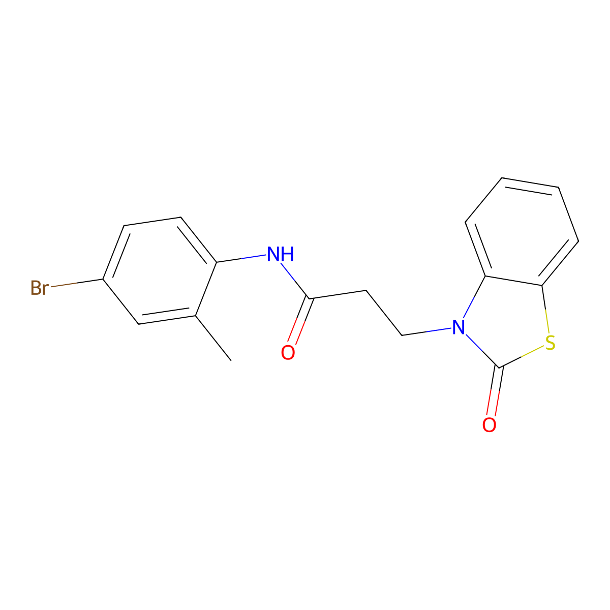 N-(4-bromo-2-methylphenyl)-3-(2-oxo-2,3-dihydro-1,3-benzothiazol-3-yl)propanamide molecular structure, CAS 852046-25-4