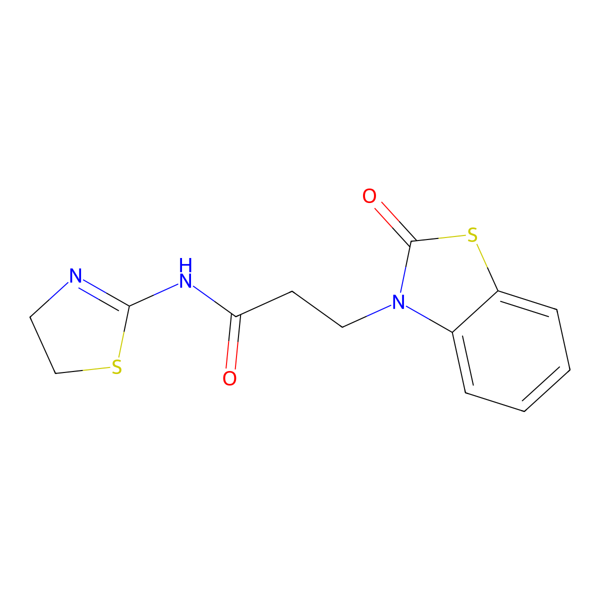 N-(4,5-dihydro-1,3-thiazol-2-yl)-3-(2-oxo-1,3-benzothiazol-3-yl)propanamide molecular structure, CAS 852046-31-2