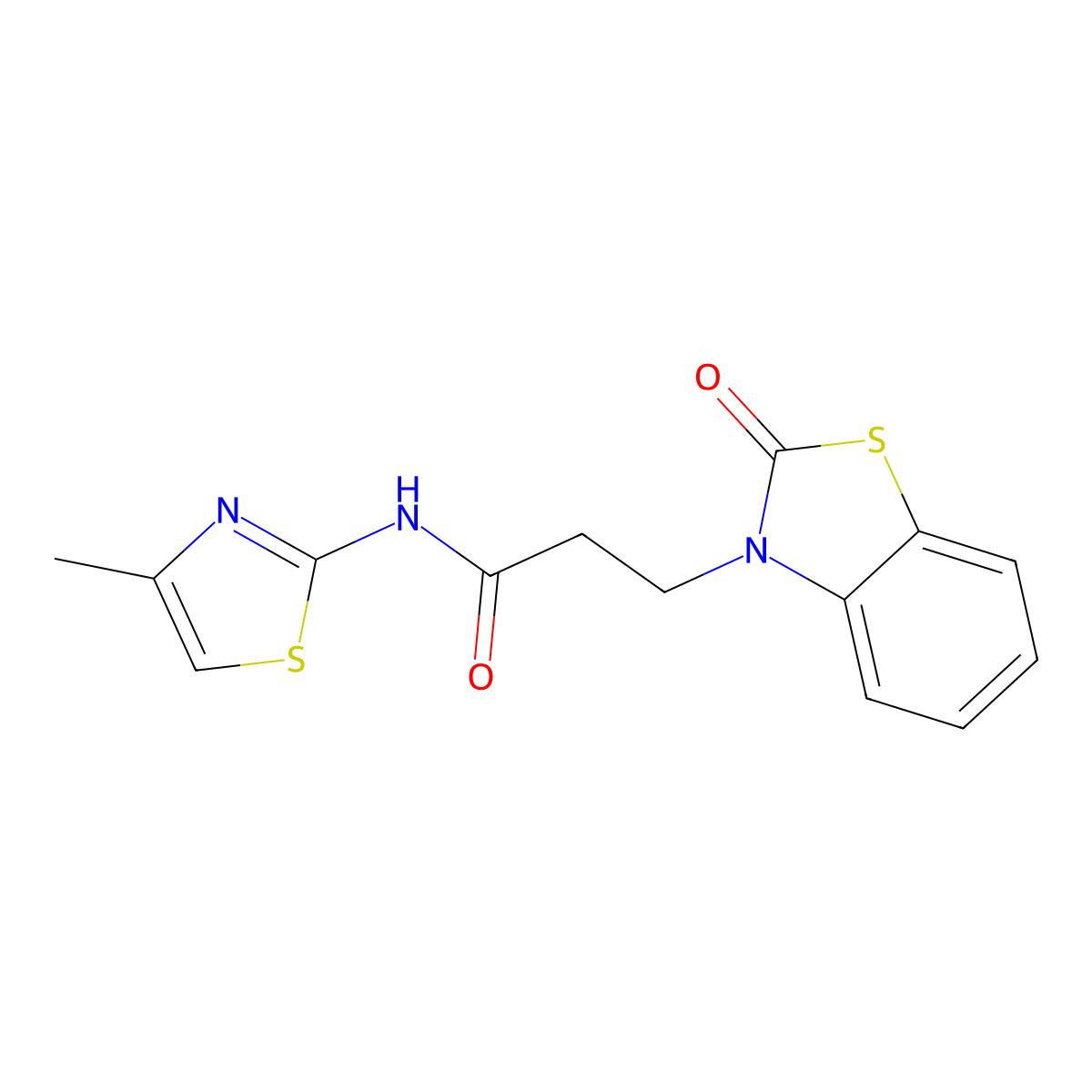 N-(4-methyl-2-thiazolyl)-3-(2-oxo-1,3-benzothiazol-3-yl)propanamide molecular structure, CAS 852046-32-3
