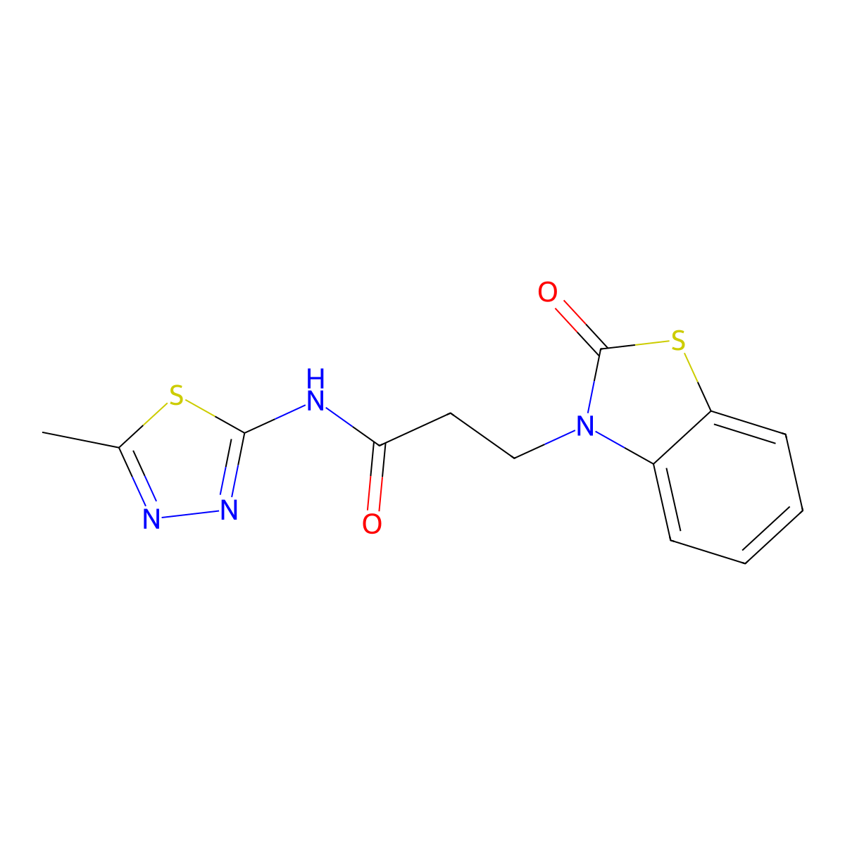 N-(5-methyl-1,3,4-thiadiazol-2-yl)-3-(2-oxo-1,3-benzothiazol-3(2H)-yl)propanamide molecular structure, CAS 852046-36-7