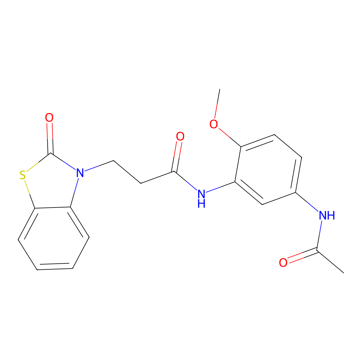 N-[5-(acetylamino)-2-methoxyphenyl]-3-(2-oxo-1,3-benzothiazol-3(2H)-yl)propanamide molecular structure, CAS 852046-40-3