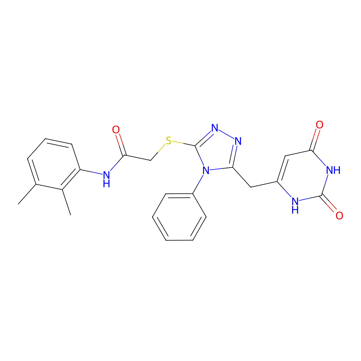 N-(2,3-dimethylphenyl)-2-((5-((2,6-dioxo-1,2,3,6-tetrahydropyrimidin-4-yl)methyl)-4-phenyl-4H-1,2,4-triazol-3-yl)thio)acetamide molecular structure, CAS 852046-64-1