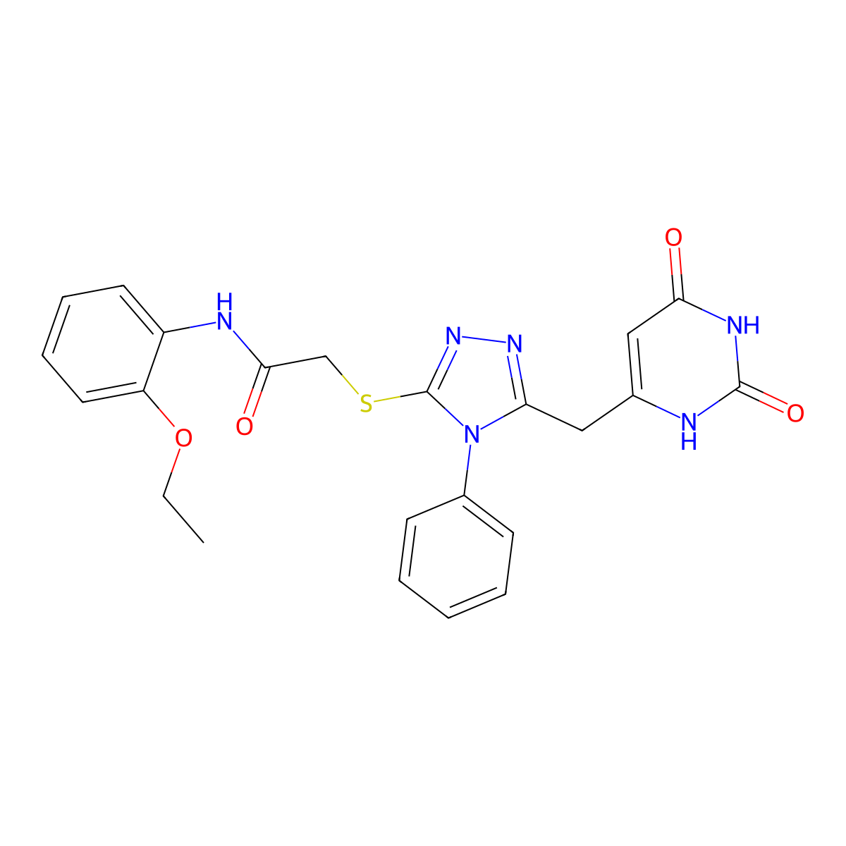 2-[[5-[(2,4-dioxo-1H-pyrimidin-6-yl)methyl]-4-phenyl-1,2,4-triazol-3-yl]sulfanyl]-N-(2-ethoxyphenyl)acetamide molecular structure, CAS 852046-79-8