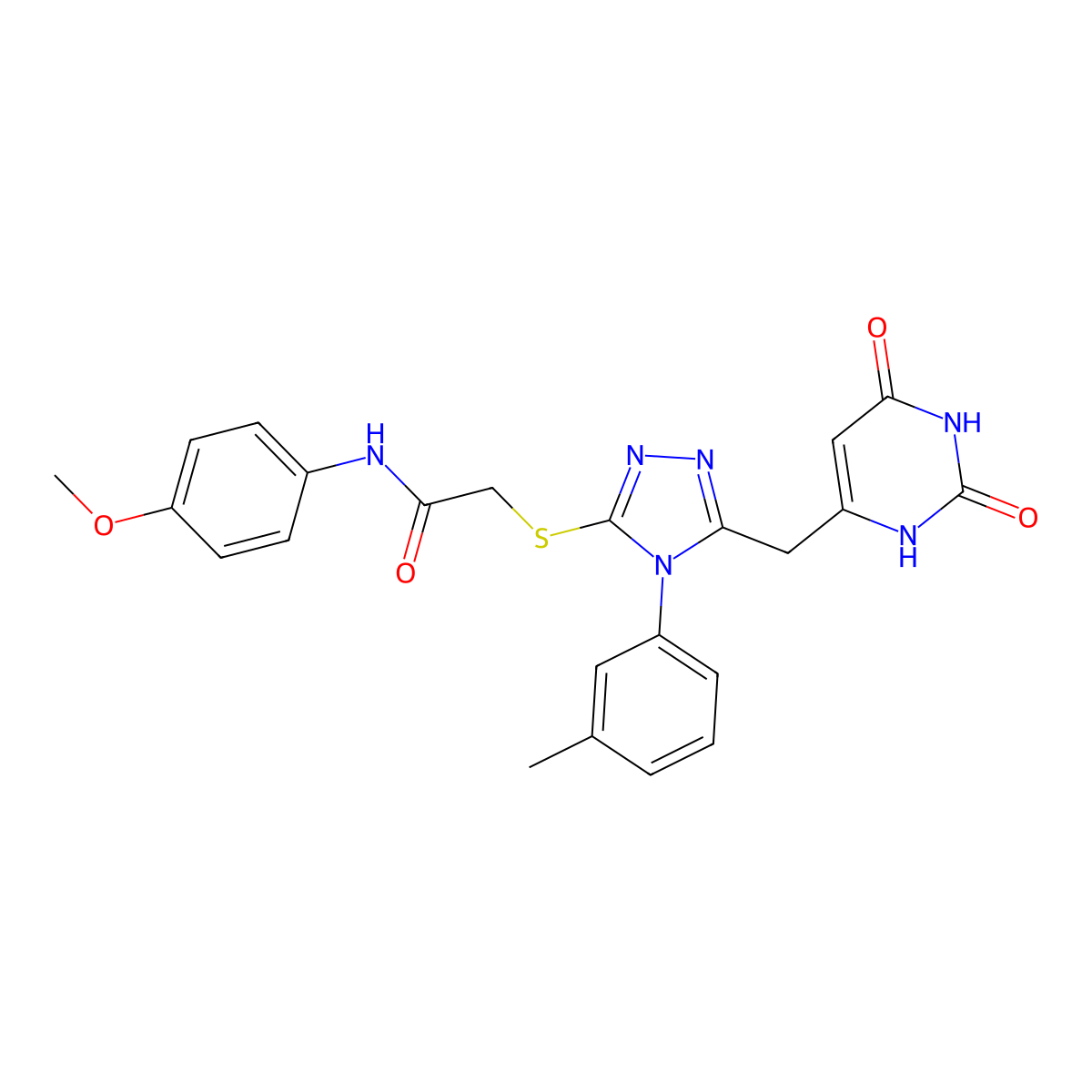2-((5-((2,6-dioxo-1,2,3,6-tetrahydropyrimidin-4-yl)methyl)-4-(m-tolyl)-4H-1,2,4-triazol-3-yl)thio)-N-(4-methoxyphenyl)acetamide molecular structure, CAS 852047-63-3