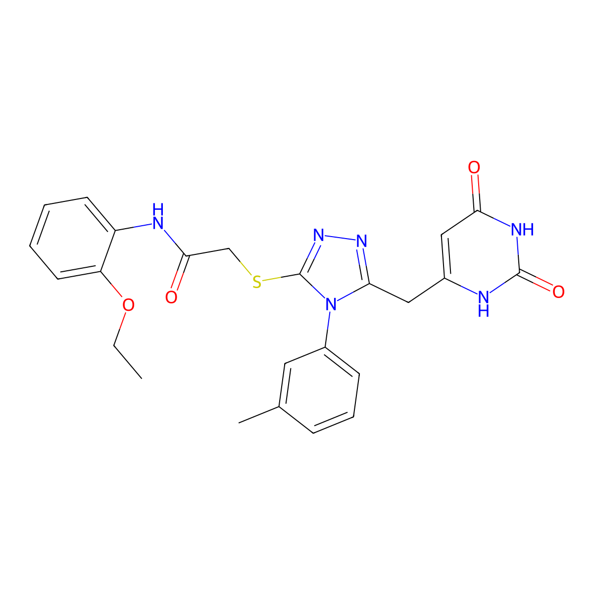 2-[[5-[(2,4-dioxo-1H-pyrimidin-6-yl)methyl]-4-(3-methylphenyl)-1,2,4-triazol-3-yl]sulfanyl]-N-(2-ethoxyphenyl)acetamide molecular structure, CAS 852047-64-4