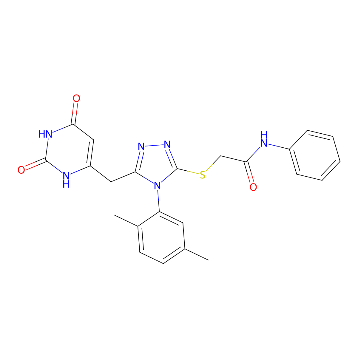 2-[[4-(2,5-dimethylphenyl)-5-[(2,4-dioxo-1H-pyrimidin-6-yl)methyl]-1,2,4-triazol-3-yl]sulfanyl]-N-phenylacetamide molecular structure, CAS 852048-19-2
