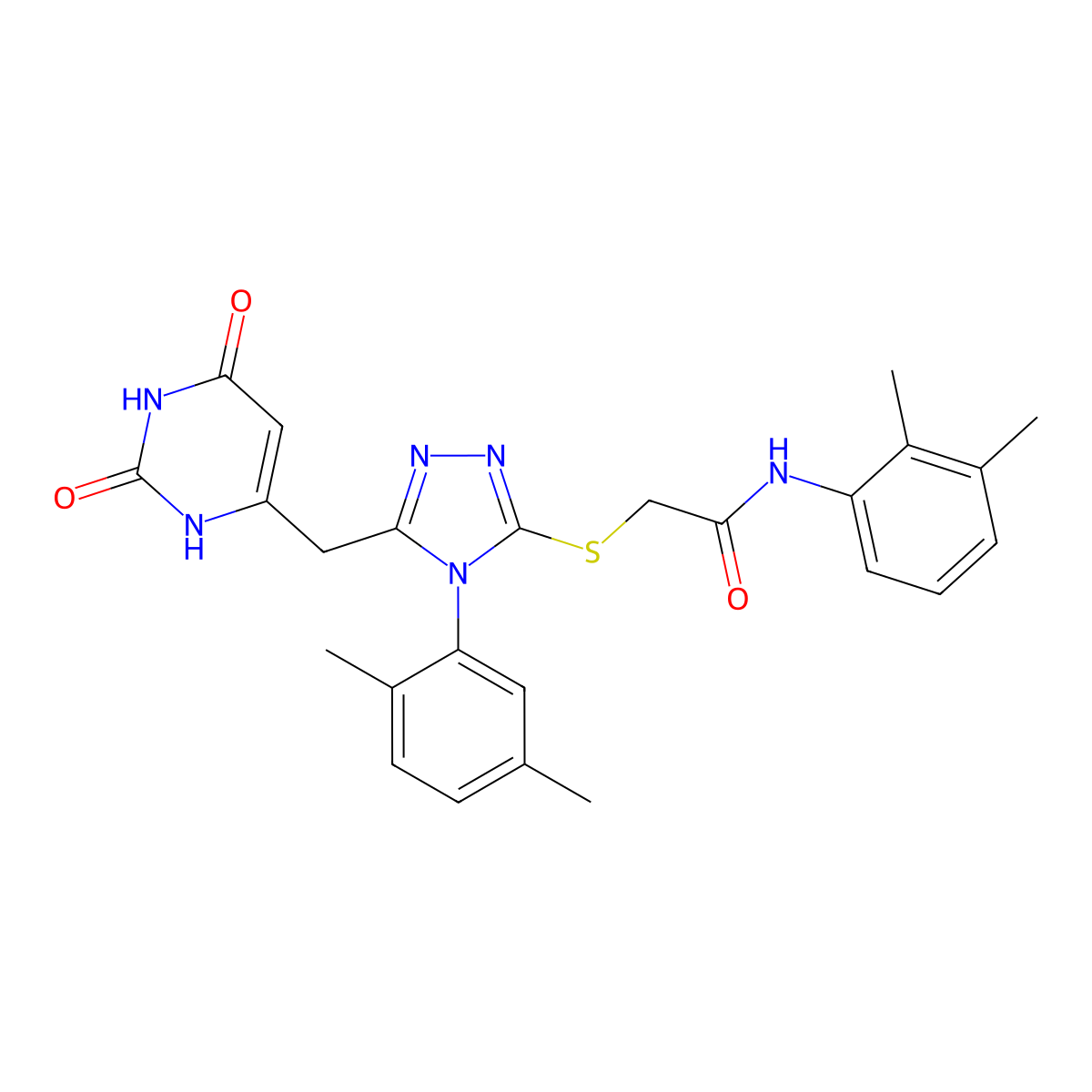 N-(2,3-dimethylphenyl)-2-((4-(2,5-dimethylphenyl)-5-((2,6-dioxo-1,2,3,6-tetrahydropyrimidin-4-yl)methyl)-4H-1,2,4-triazol-3-yl)thio)acetamide molecular structure, CAS 852048-23-8