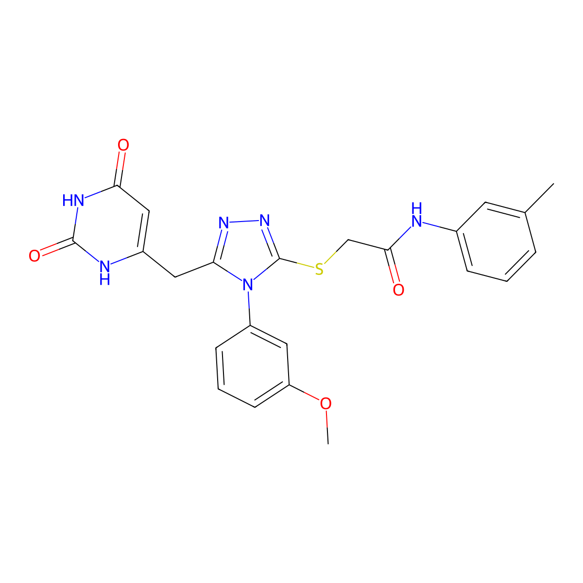 2-((5-((2,6-dioxo-1,2,3,6-tetrahydropyrimidin-4-yl)methyl)-4-(3-methoxyphenyl)-4H-1,2,4-triazol-3-yl)thio)-N-(m-tolyl)acetamide molecular structure, CAS 852048-88-5