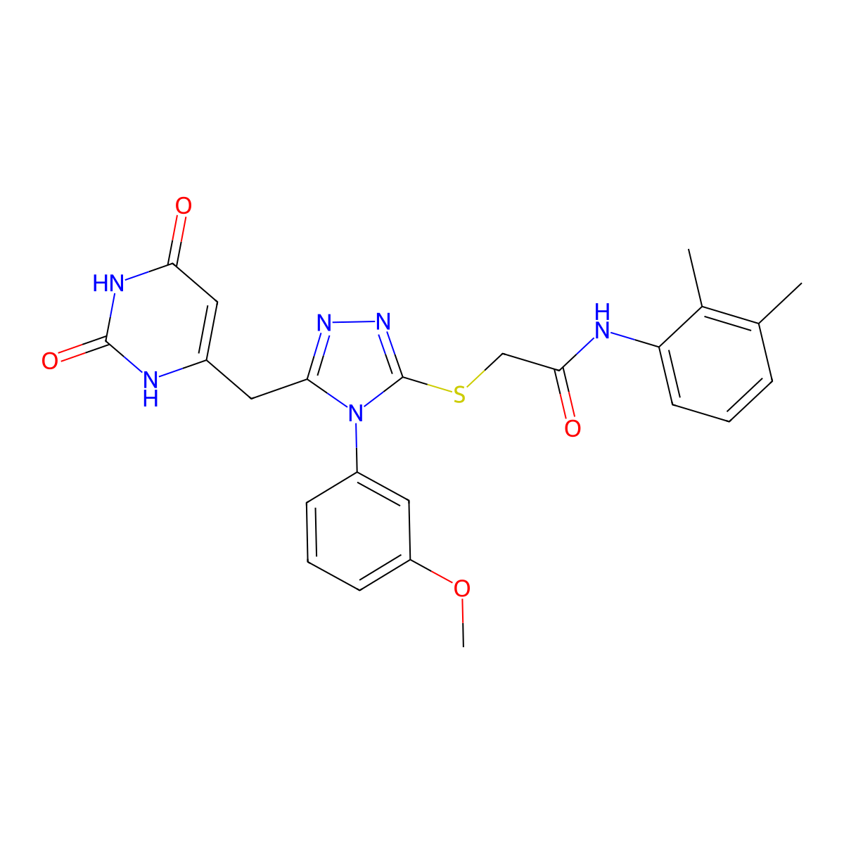 N-(2,3-dimethylphenyl)-2-[[5-[(2,4-dioxo-1H-pyrimidin-6-yl)methyl]-4-(3-methoxyphenyl)-1,2,4-triazol-3-yl]sulfanyl]acetamide molecular structure, CAS 852048-90-9