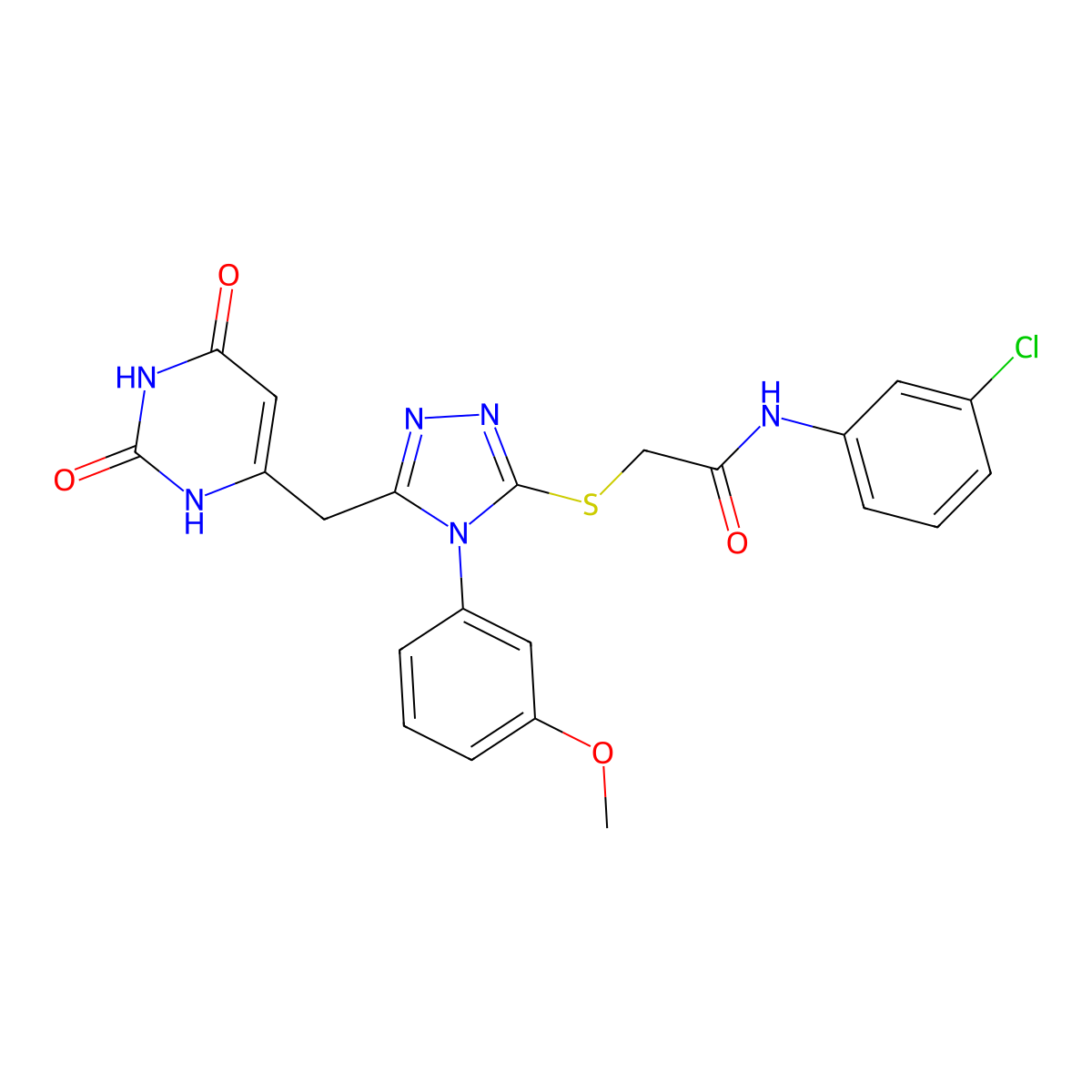 N-(3-chlorophenyl)-2-[[5-[(2,4-dioxo-1H-pyrimidin-6-yl)methyl]-4-(3-methoxyphenyl)-1,2,4-triazol-3-yl]sulfanyl]acetamide molecular structure, CAS 852048-97-6
