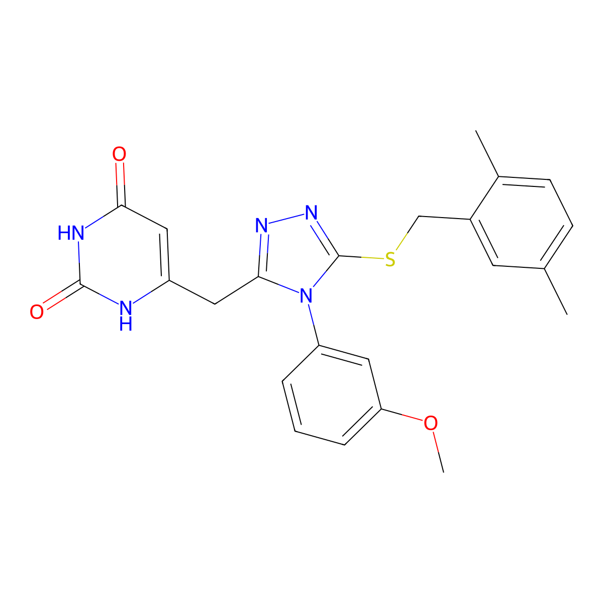 6-((5-((2,5-dimethylbenzyl)thio)-4-(3-methoxyphenyl)-4H-1,2,4-triazol-3-yl)methyl)pyrimidine-2,4(1H,3H)-dione molecular structure, CAS 852049-25-3