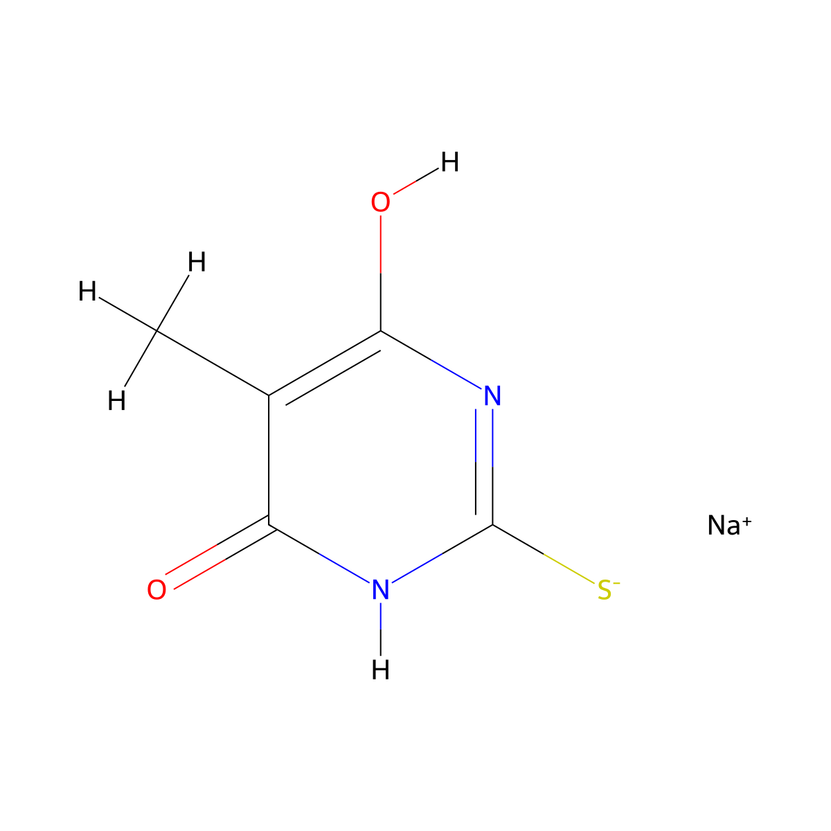 Sodium (6-hydroxy-5-methyl-4-oxo-1,4-dihydropyrimidin-2-yl)sulfanide molecular structure, CAS 852061-87-1