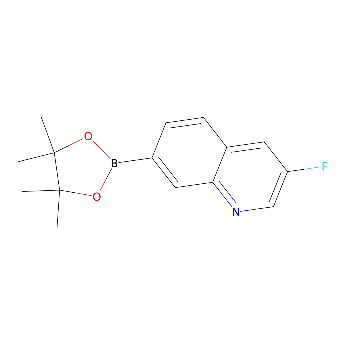 3-Fluoro-7-(4,4,5,5-tetramethyl-1,3,2-dioxaborolan-2-yl)quinoline molecular structure, CAS 852062-12-5