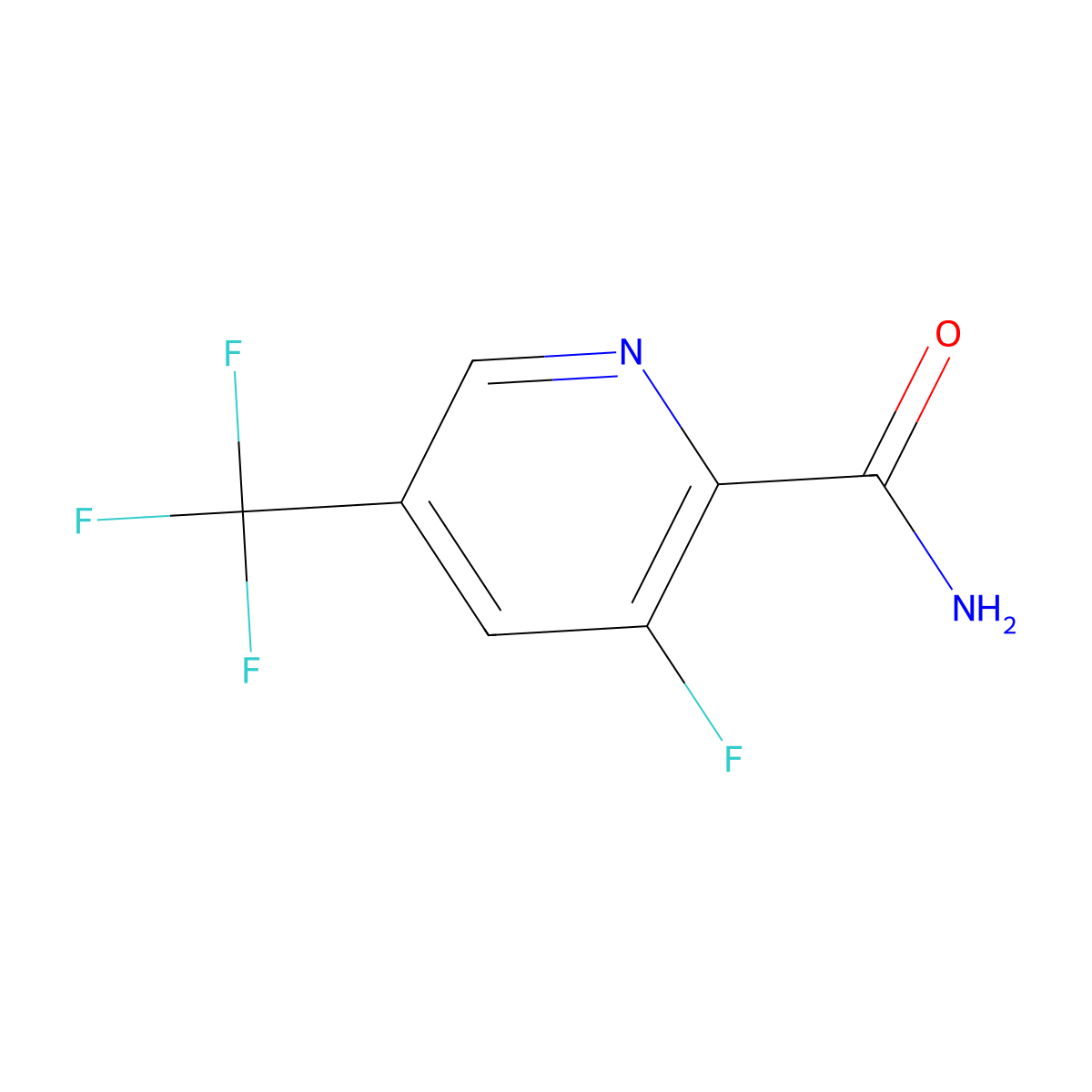 3-Fluoro-5-(trifluoromethyl)pyridine-2-carboxamide molecular structure, CAS 852062-16-9