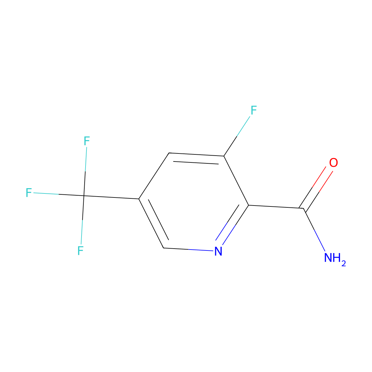 3-Fluoro-5-(trifluoromethyl)pyridine-2-carboxamide molecular structure, CAS 852062-16-9