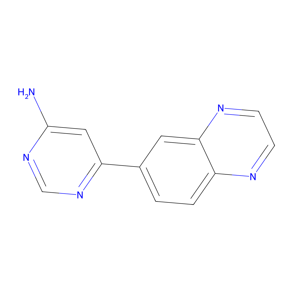 6-Quinoxalin-6-ylpyrimidin-4-amine molecular structure, CAS 852062-32-9
