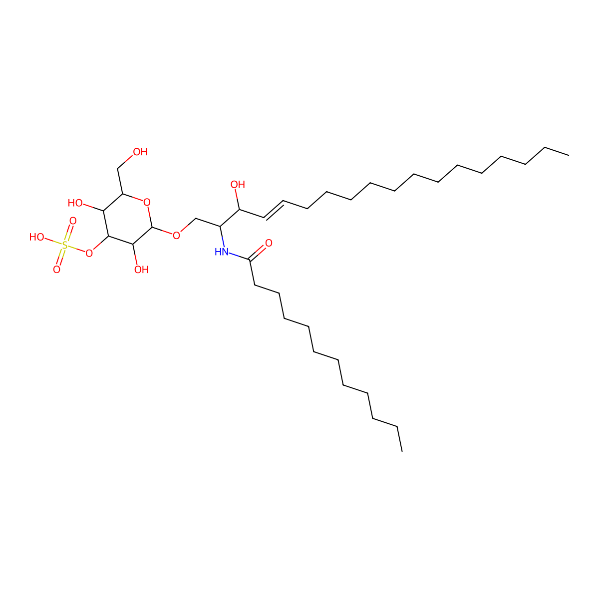 N-[(1S,2R,3E)-2-Hydroxy-1-[[(3-O-sulfo-beta-D-galactopyranosyl)oxy]methyl]-3-heptadecen-1-yl]dodecanamide molecular structure, CAS 852100-88-0
