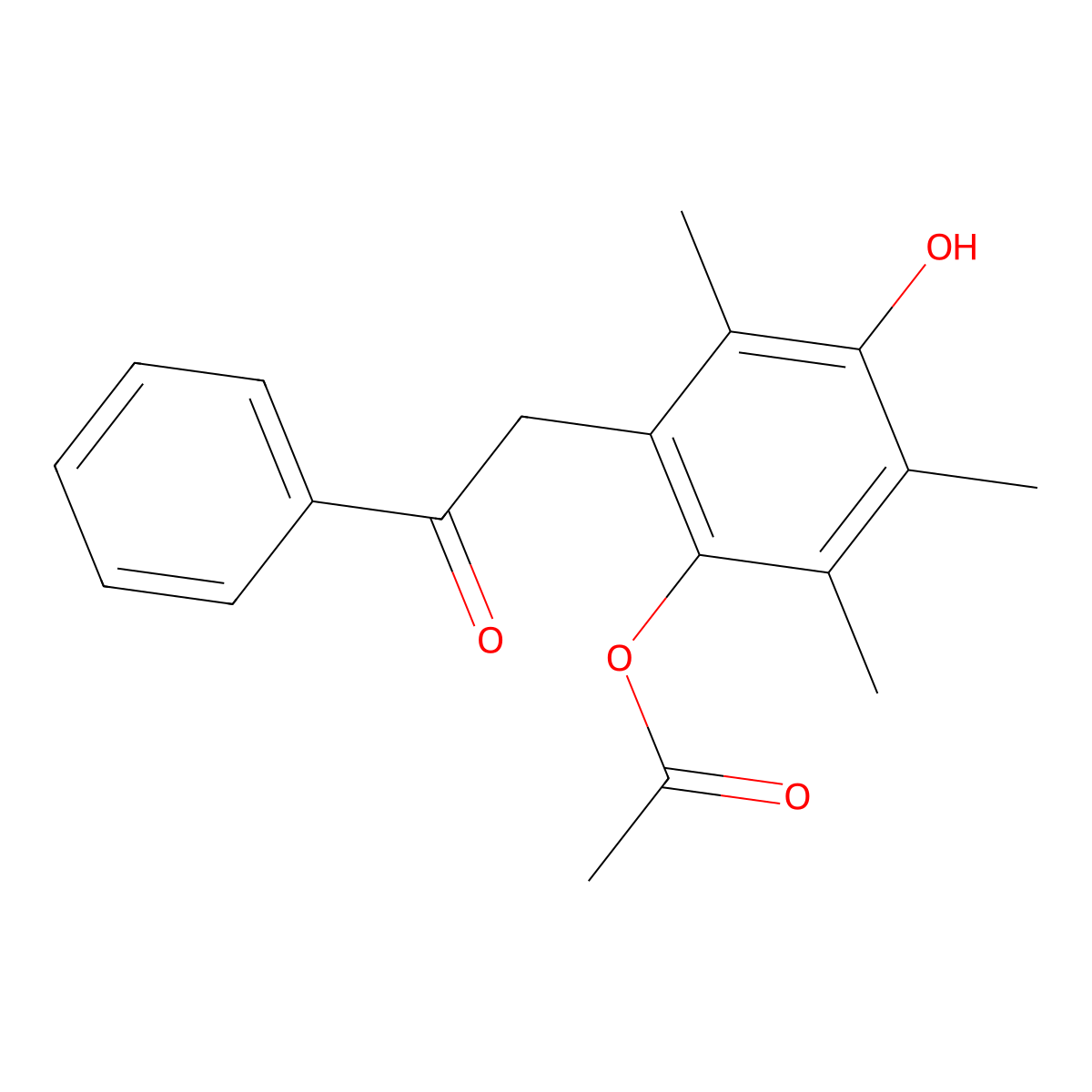 Ethanone, 2-(2-(acetyloxy)-5-hydroxy-3,4,6-trimethylphenyl)-1-phenyl- molecular structure, CAS 85211-65-0