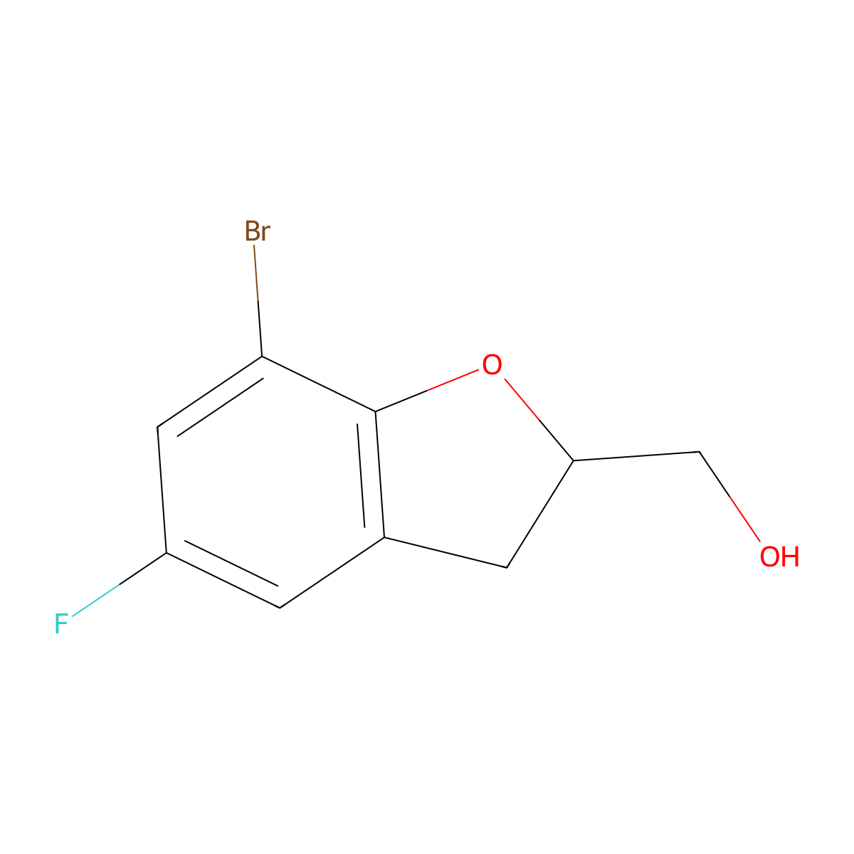(7-Bromo-5-fluoro-2,3-dihydro-1-benzofuran-2-yl)methanol molecular structure, CAS 852111-54-7