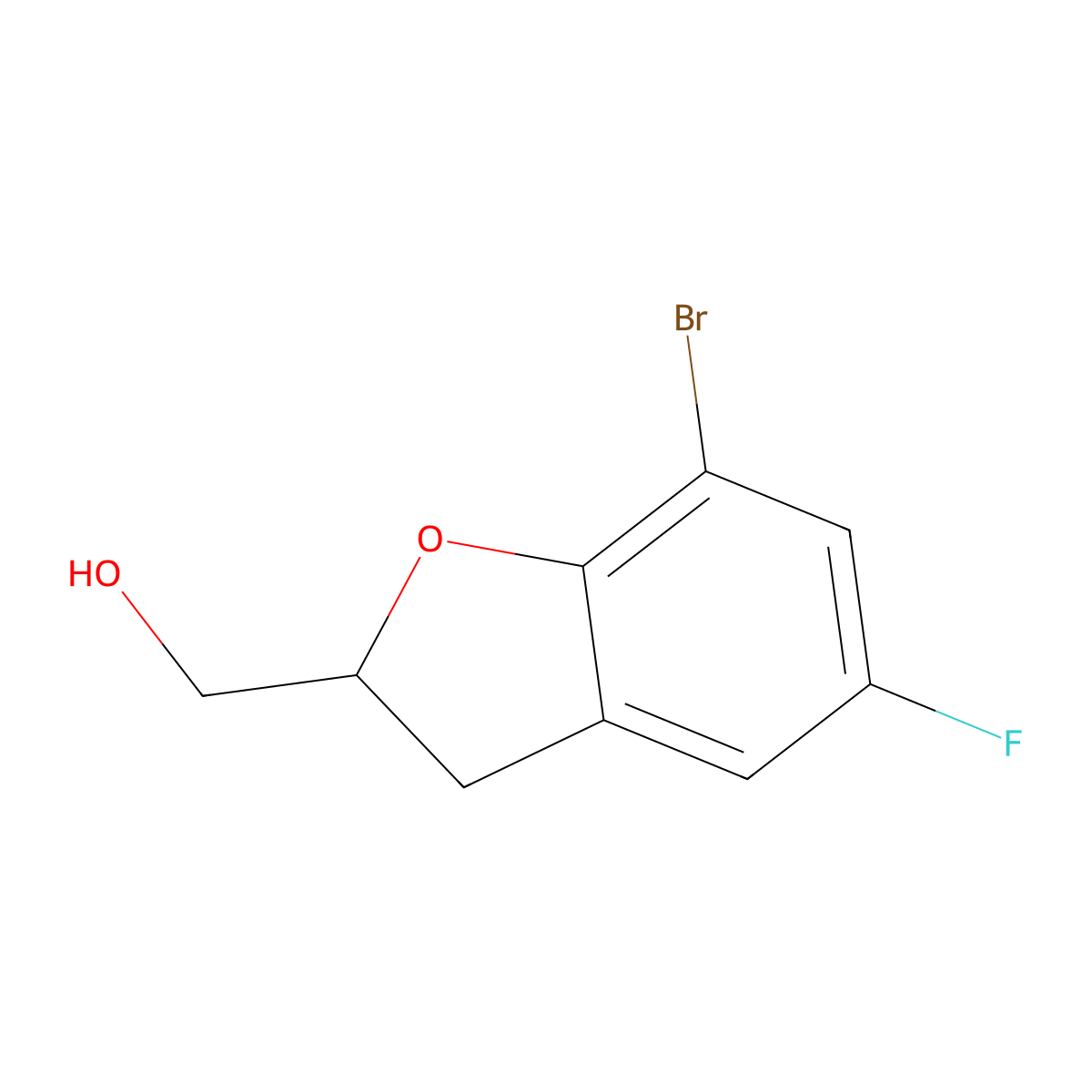 (7-Bromo-5-fluoro-2,3-dihydro-1-benzofuran-2-yl)methanol molecular structure, CAS 852111-54-7