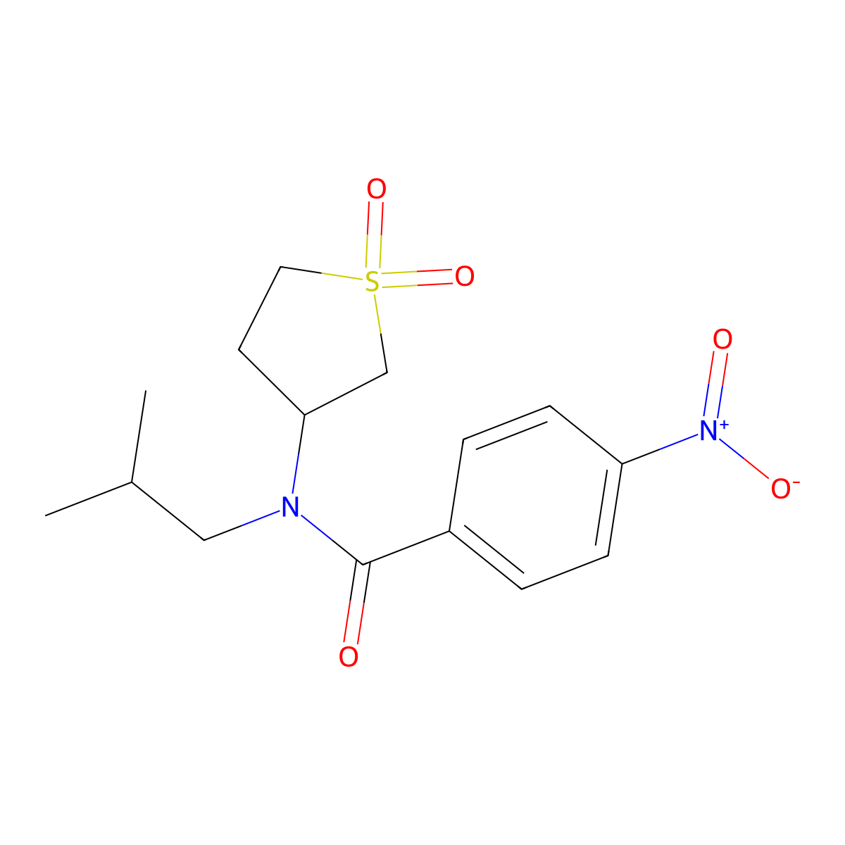 N-(1,1-dioxo-1lambda6-thiolan-3-yl)-N-(2-methylpropyl)-4-nitrobenzamide molecular structure, CAS 852129-60-3