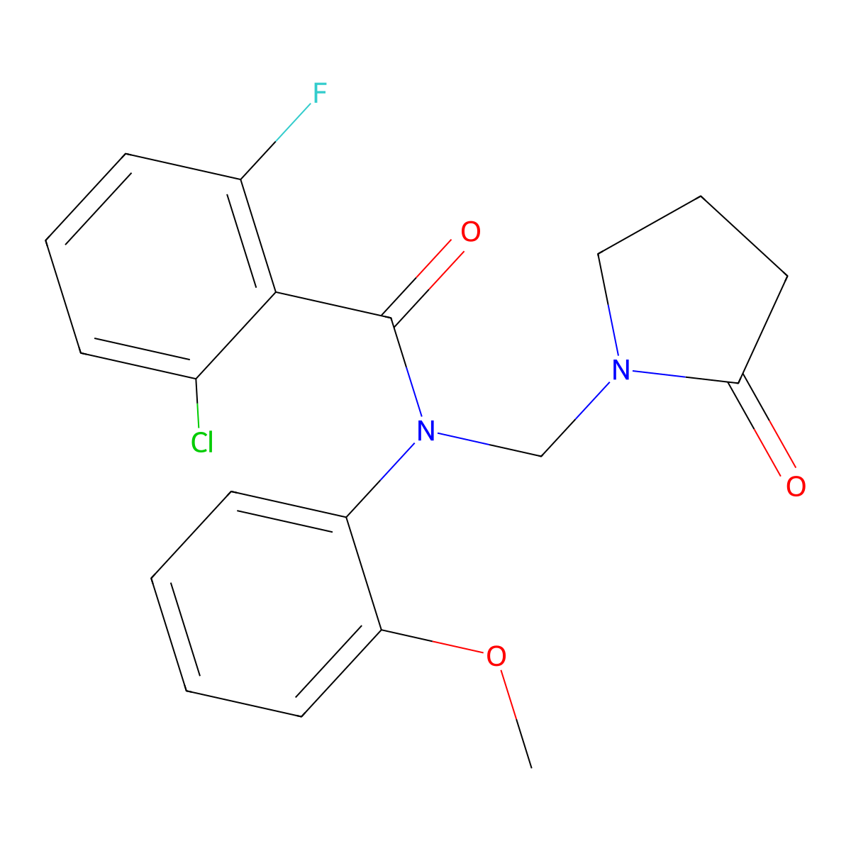 2-chloro-6-fluoro-N-(2-methoxyphenyl)-N-[(2-oxopyrrolidin-1-yl)methyl]benzamide molecular structure, CAS 852132-09-3
