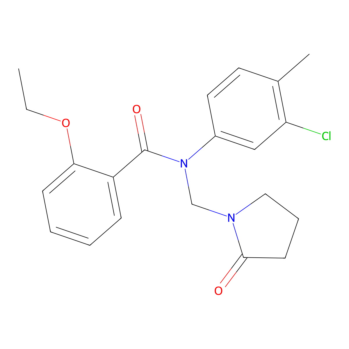 N-(3-chloro-4-methylphenyl)-2-ethoxy-N-[(2-oxopyrrolidin-1-yl)methyl]benzamide molecular structure, CAS 852132-15-1