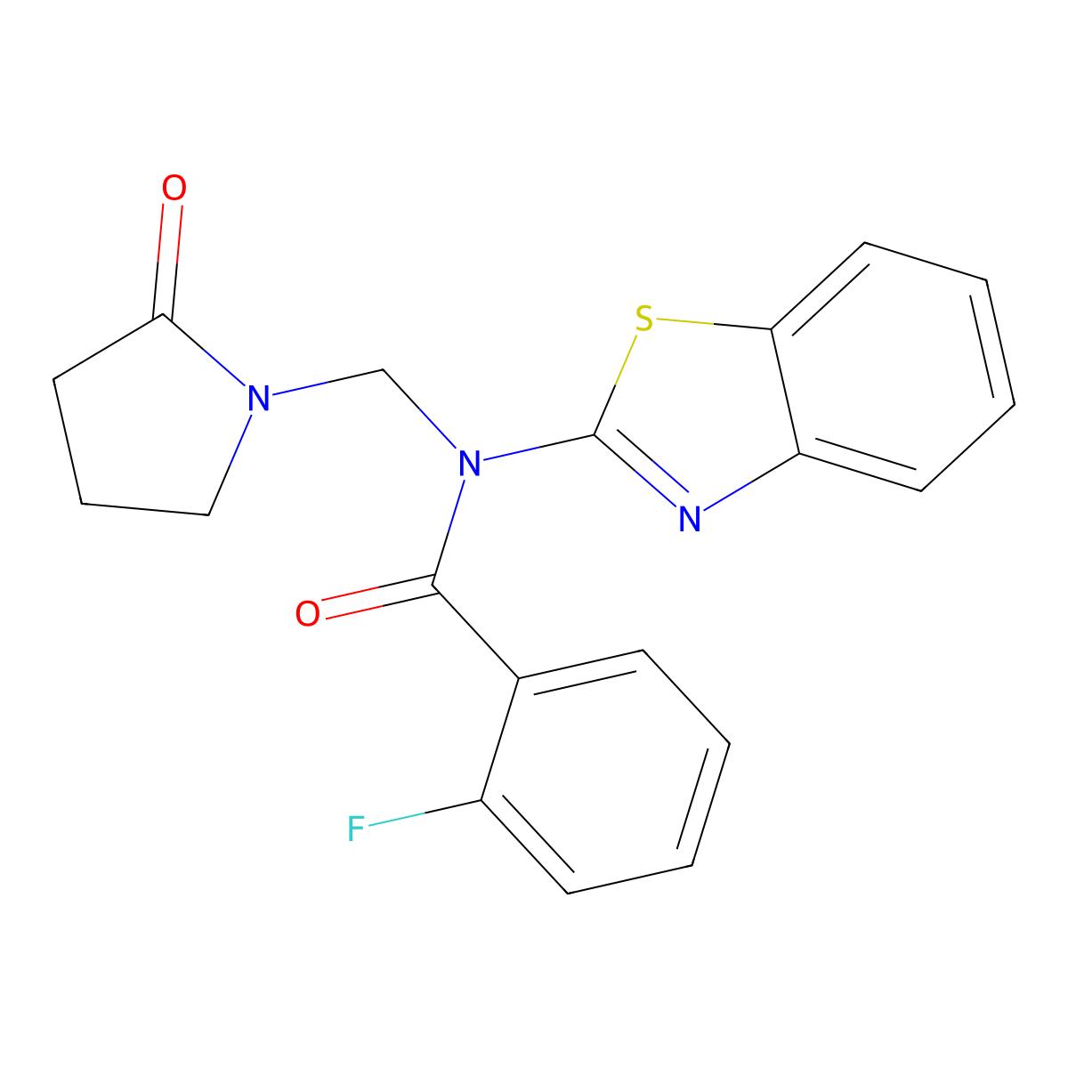 N-(1,3-benzothiazol-2-yl)-2-fluoro-N-[(2-oxopyrrolidin-1-yl)methyl]benzamide molecular structure, CAS 852132-21-9