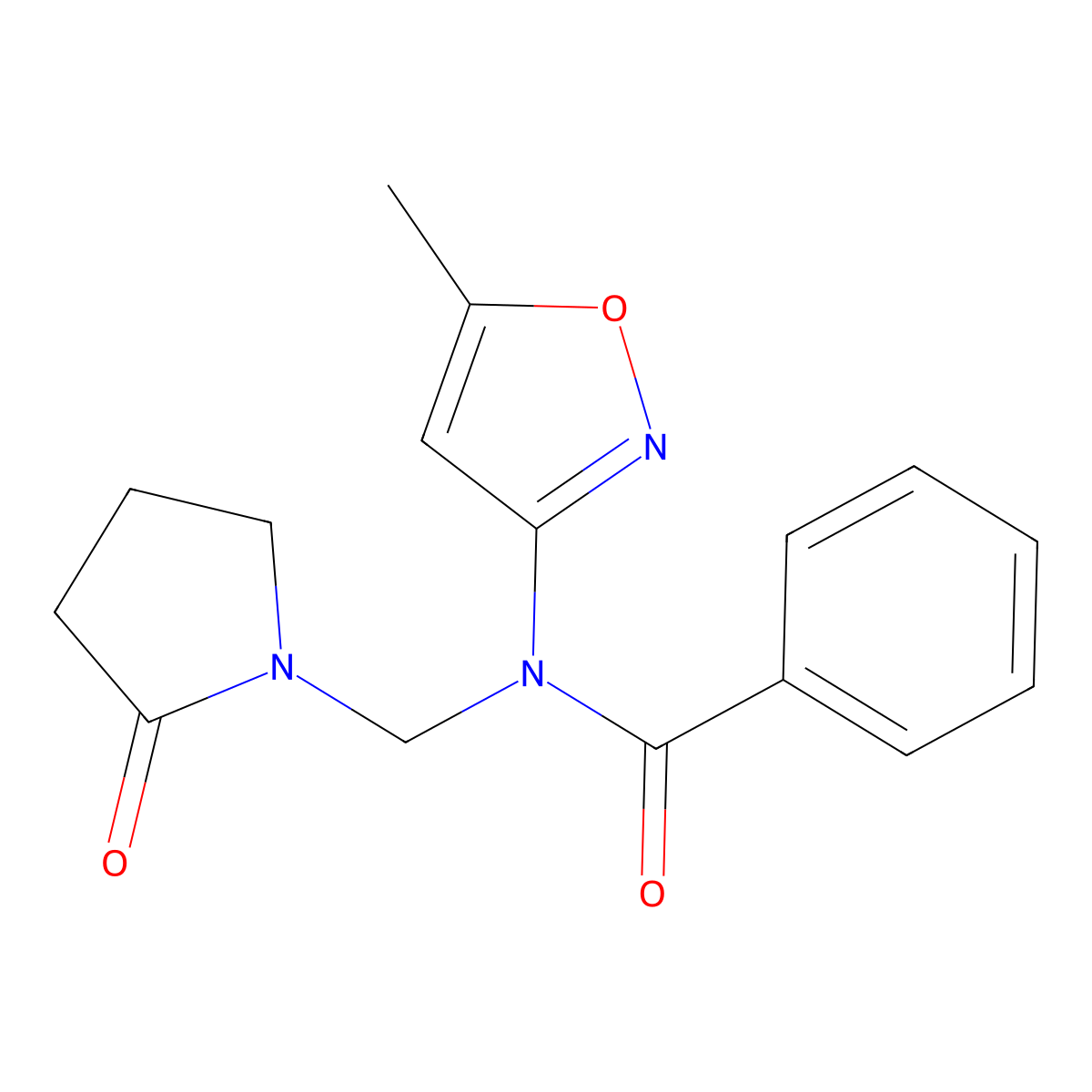 N-(5-methyl-1,2-oxazol-3-yl)-N-[(2-oxopyrrolidin-1-yl)methyl]benzamide molecular structure, CAS 852132-23-1