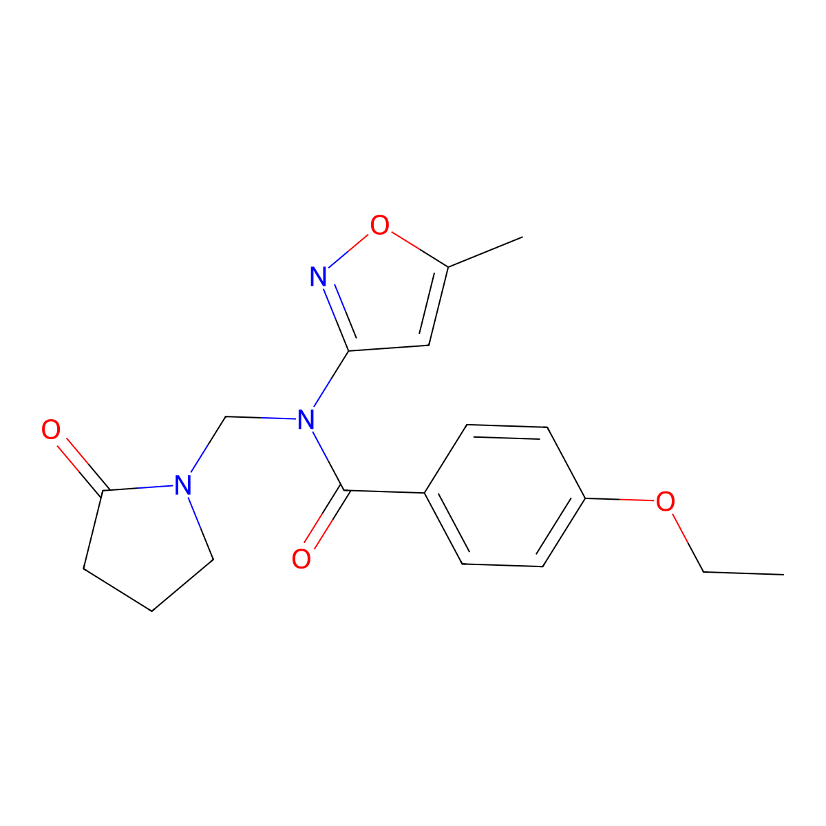 4-ethoxy-N-(5-methyl-1,2-oxazol-3-yl)-N-[(2-oxopyrrolidin-1-yl)methyl]benzamide molecular structure, CAS 852132-27-5