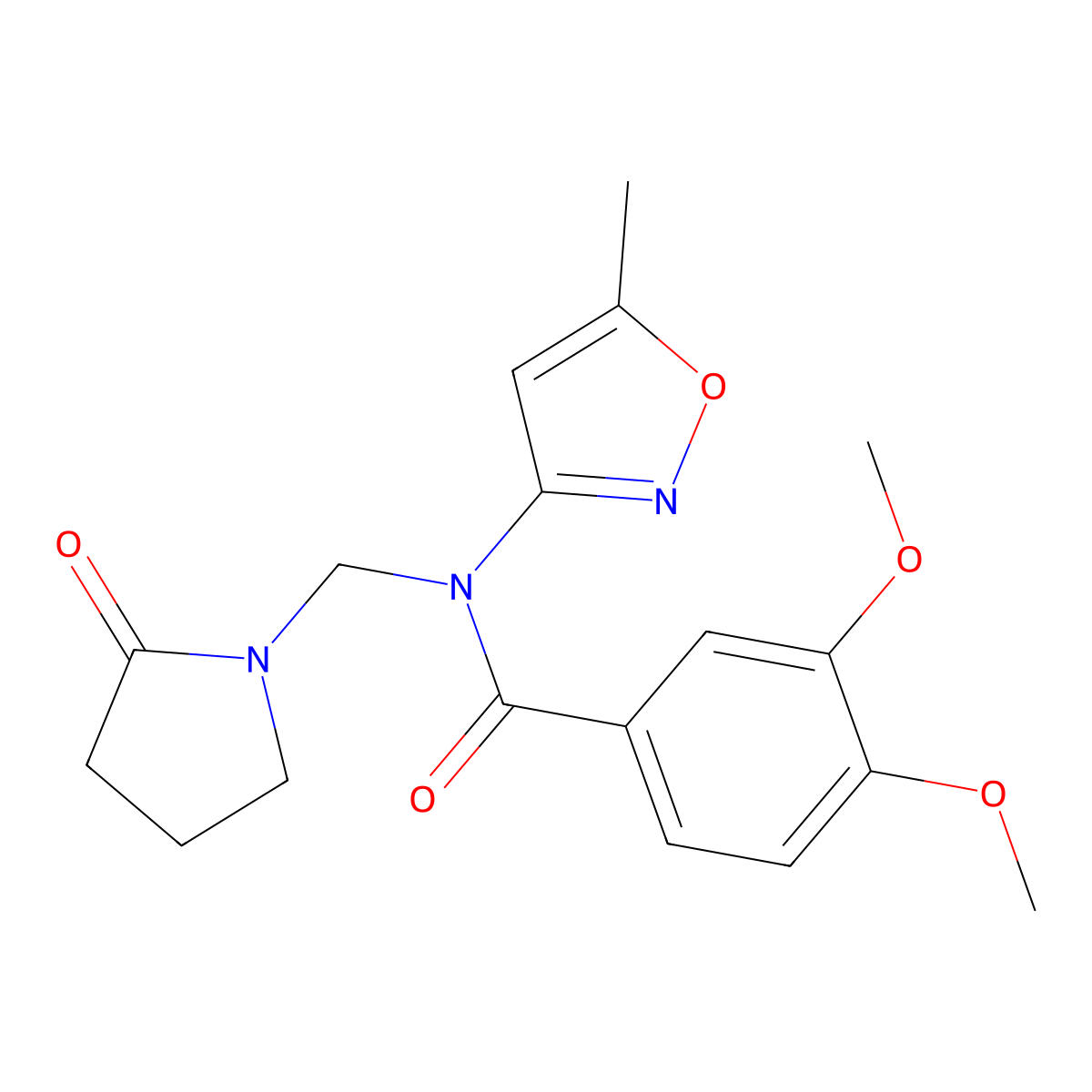 3,4-dimethoxy-N-(5-methyl-1,2-oxazol-3-yl)-N-[(2-oxopyrrolidin-1-yl)methyl]benzamide molecular structure, CAS 852132-31-1