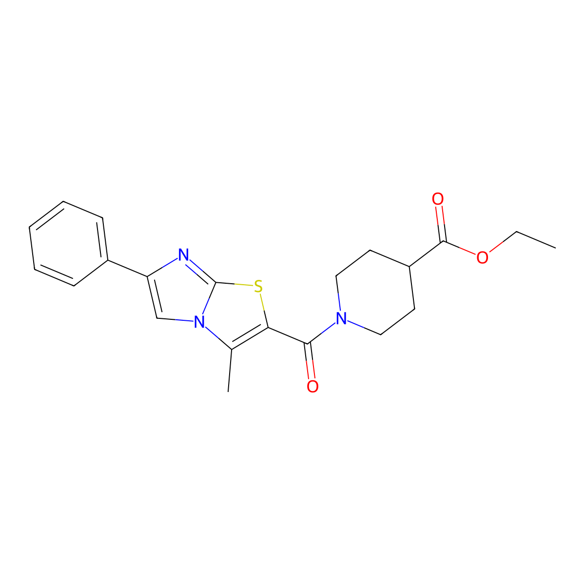 Ethyl 1-(3-methyl-6-phenylimidazo[2,1-b]thiazole-2-carbonyl)piperidine-4-carboxylate molecular structure, CAS 852132-53-7