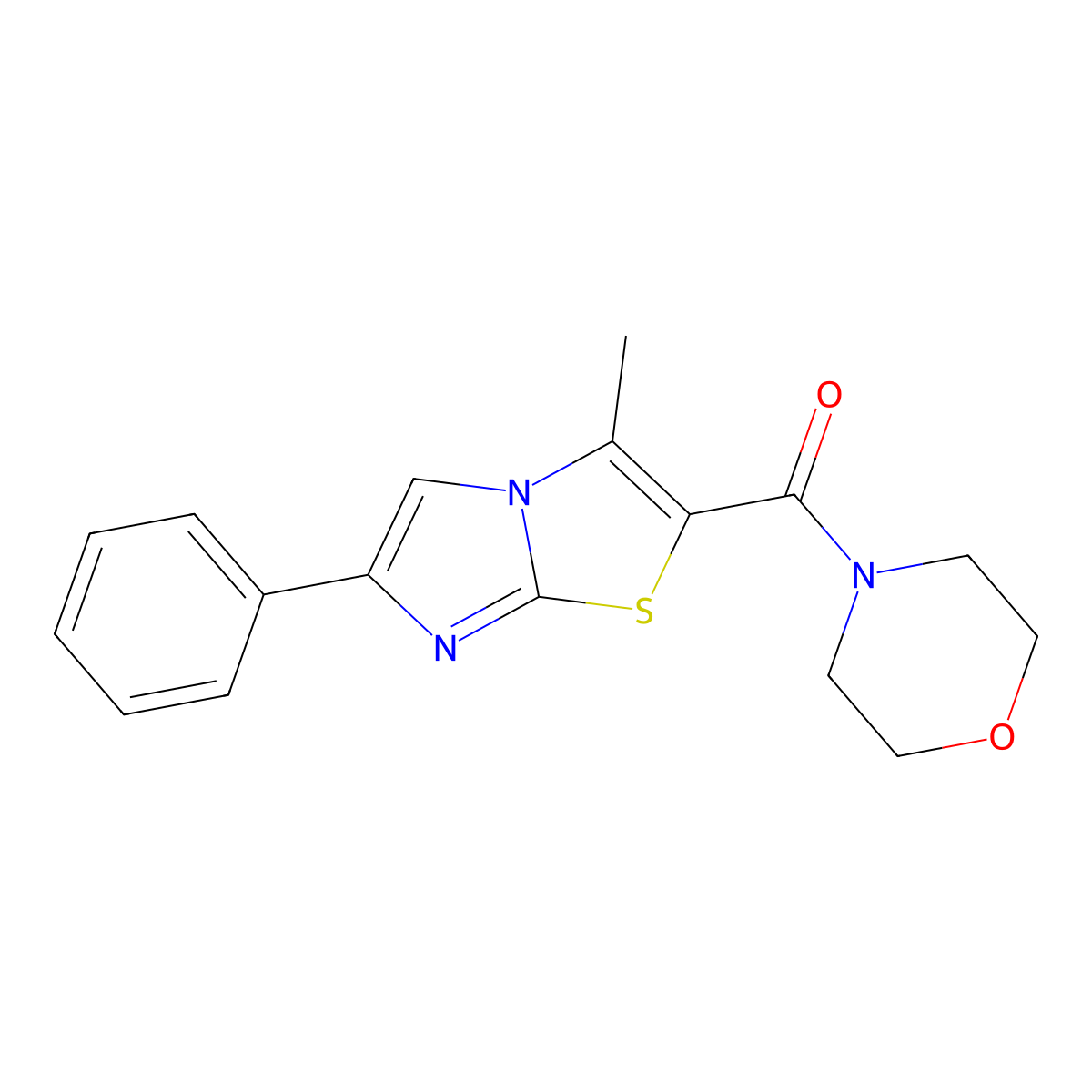 3-Methyl-2-(morpholin-4-ylcarbonyl)-6-phenylimidazo[2,1-b][1,3]thiazole molecular structure, CAS 852132-59-3