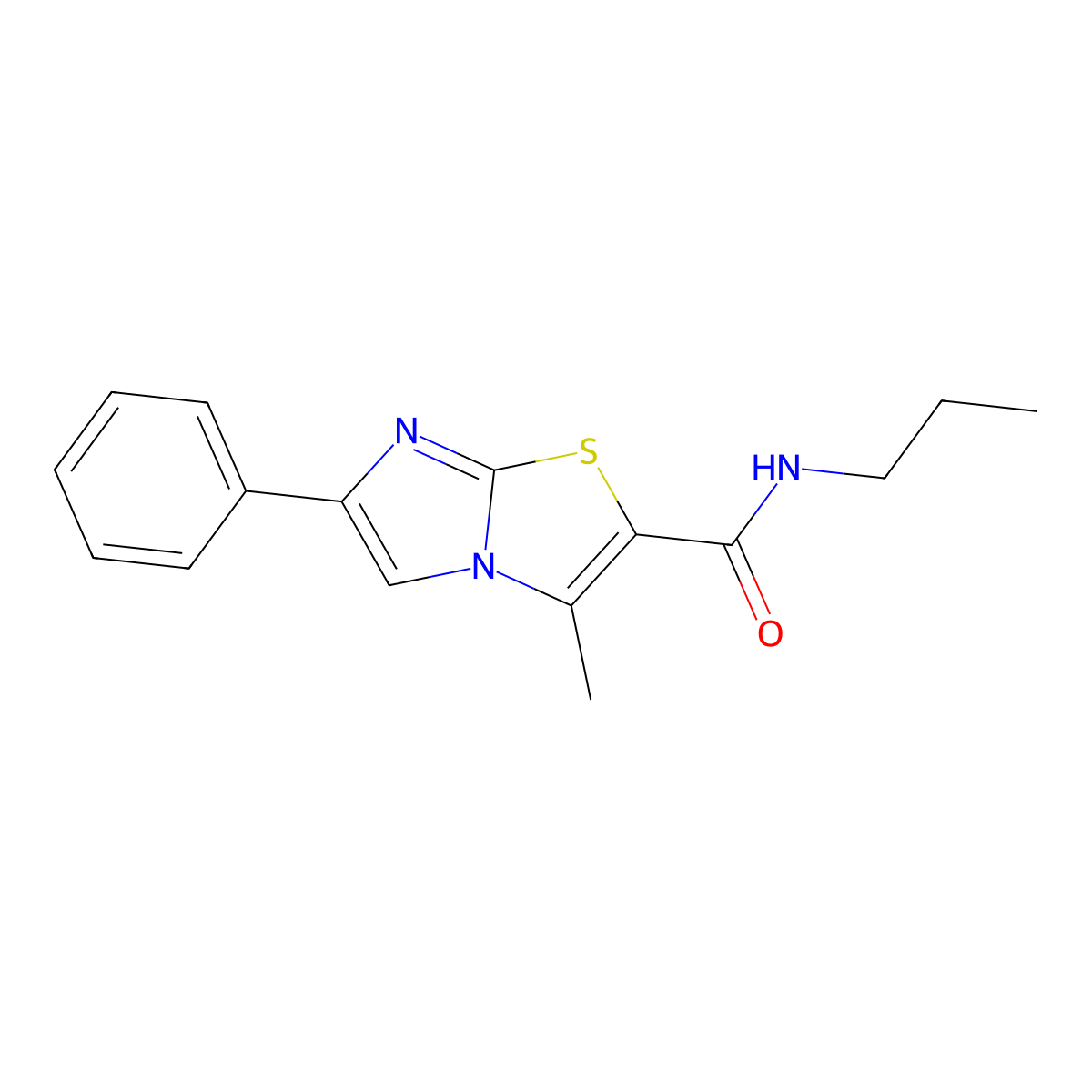 3-methyl-6-phenyl-N-propylimidazo[2,1-b][1,3]thiazole-2-carboxamide molecular structure, CAS 852132-89-9