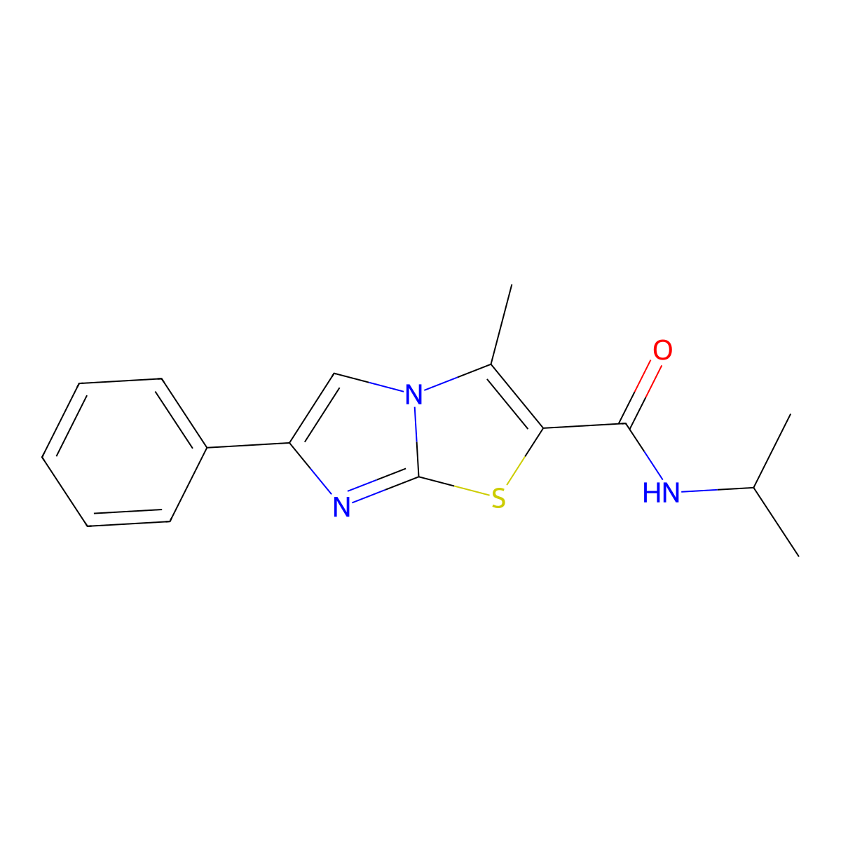 N-isopropyl-3-methyl-6-phenylimidazo[2,1-b]thiazole-2-carboxamide molecular structure, CAS 852132-93-5