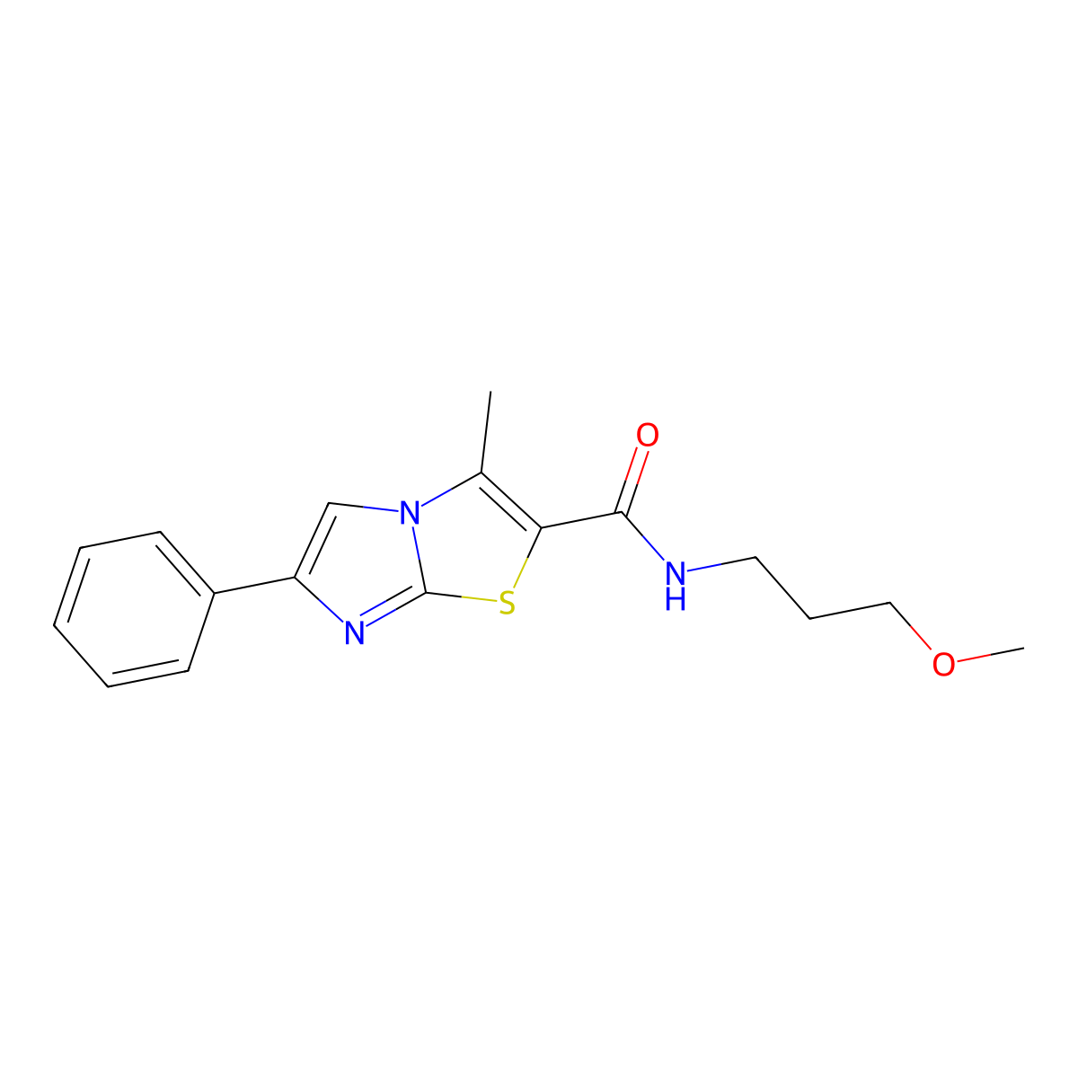 N-(3-methoxypropyl)-3-methyl-6-phenylimidazo[2,1-b][1,3]thiazole-2-carboxamide molecular structure, CAS 852133-03-0