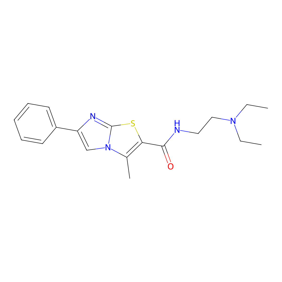 N-[2-(diethylamino)ethyl]-3-methyl-6-phenylimidazo[2,1-b][1,3]thiazole-2-carboxamide molecular structure, CAS 852133-15-4
